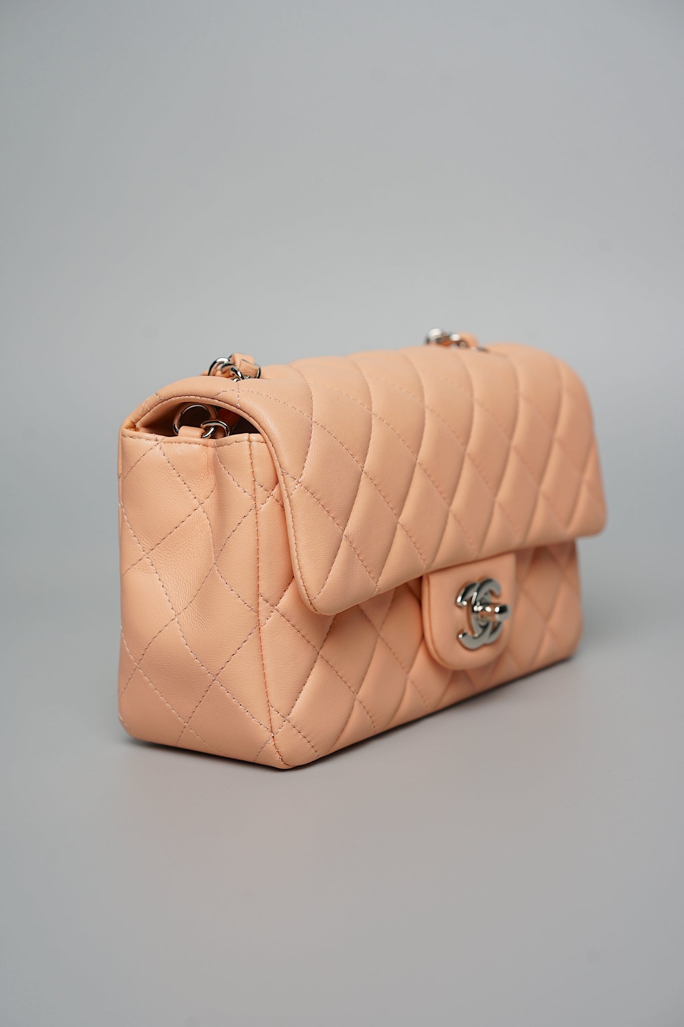 Chanel Mini Flap Bag in Peach Lambskin Shw