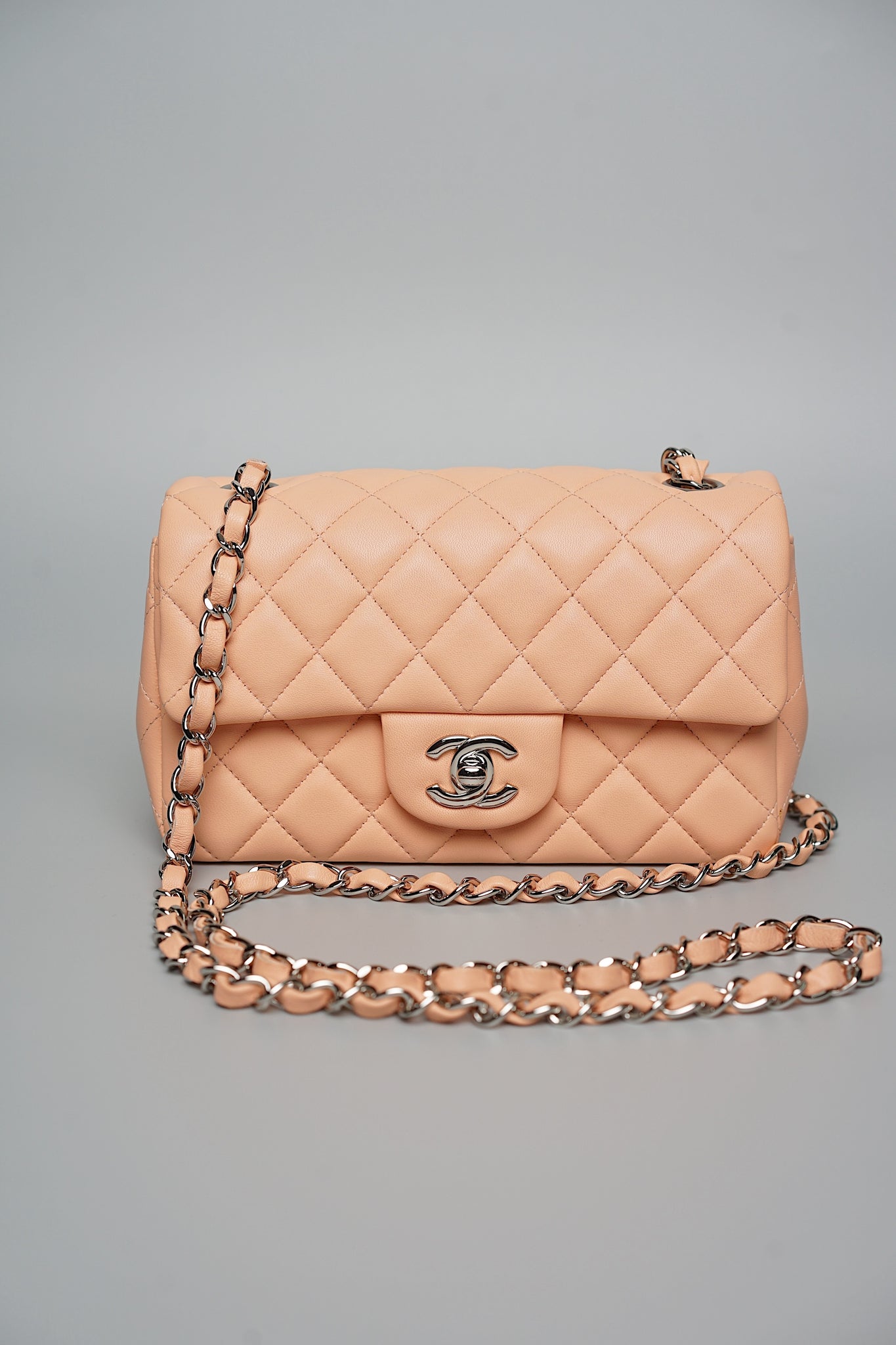 Chanel Mini Flap Bag in Peach Lambskin Shw