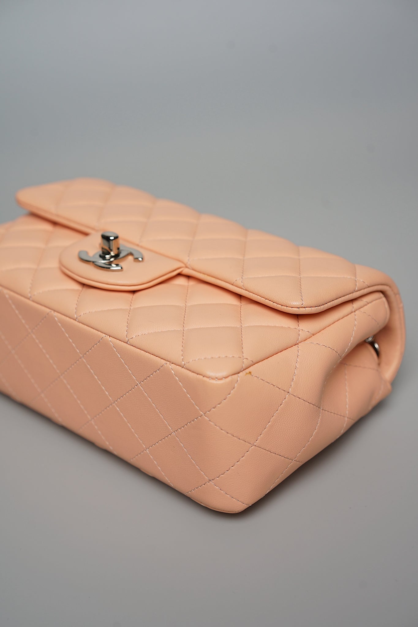 Chanel Mini Flap Bag in Peach Lambskin Shw