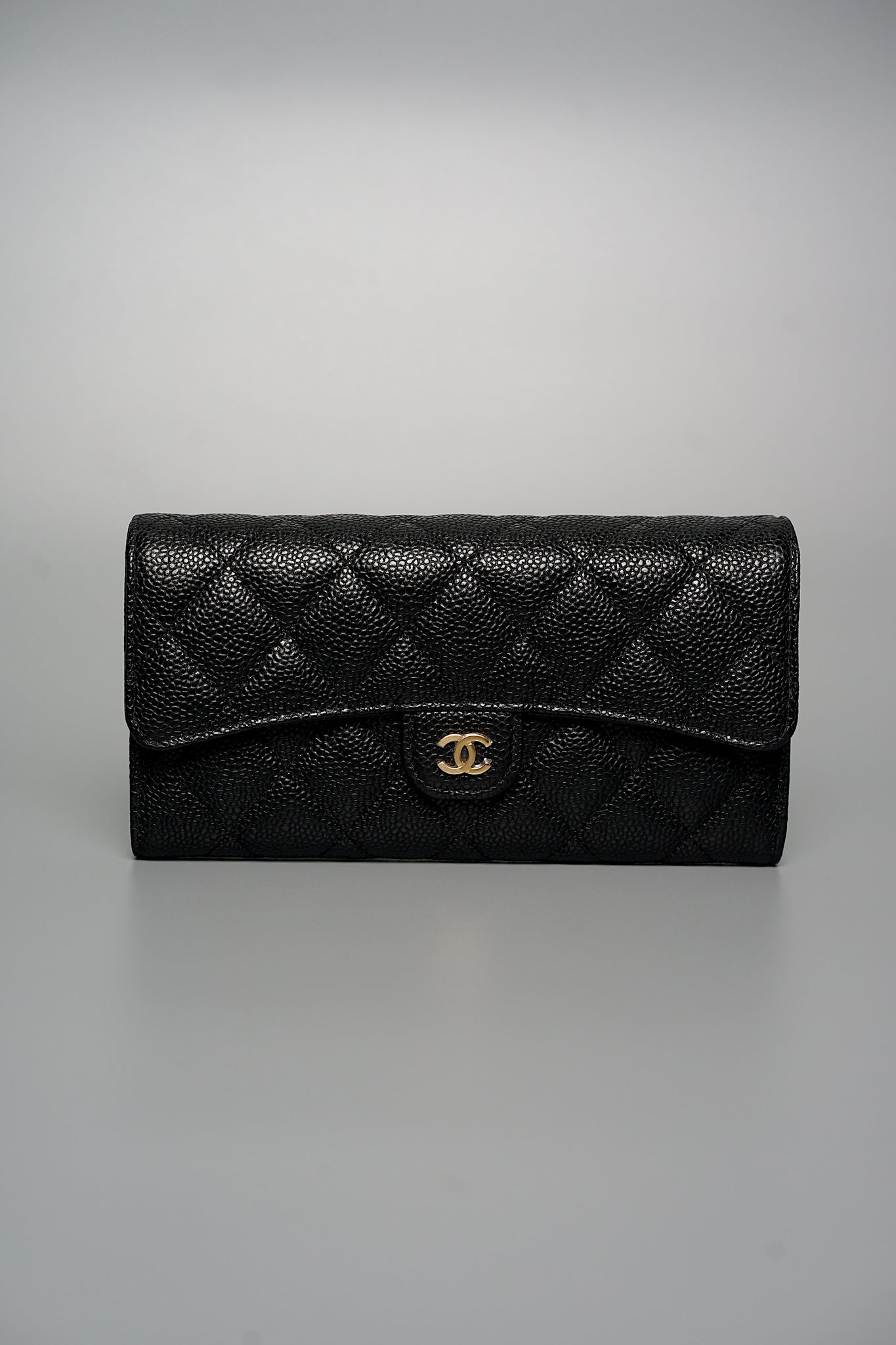 Chanel Classic Long Flap Purse Wallet in Black Caviar Lghw (Brand New)