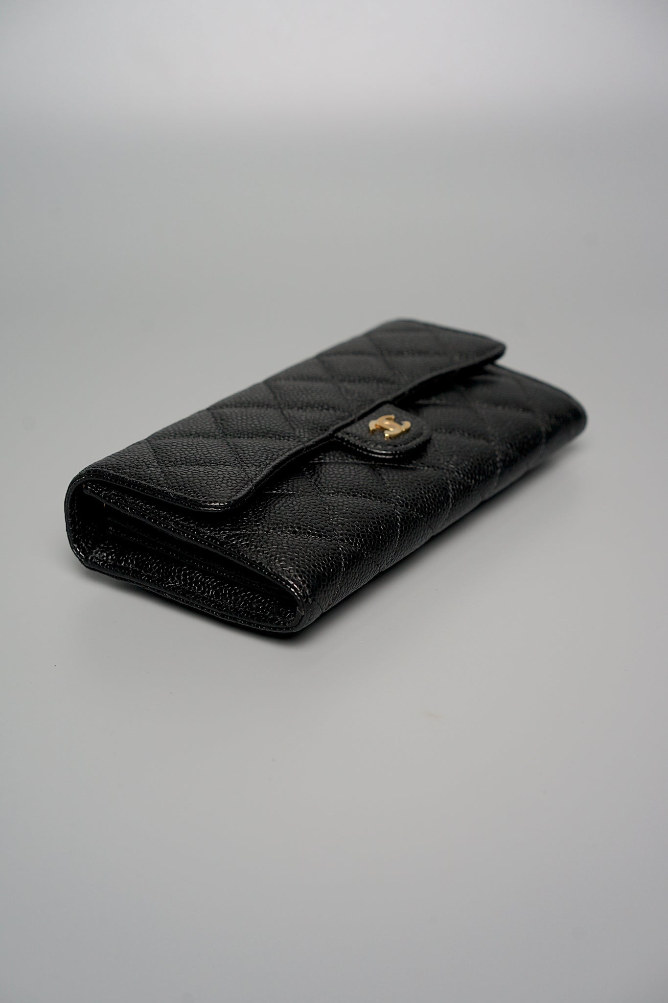 Chanel Classic Long Flap Purse Wallet in Black Caviar Lghw (Brand New)
