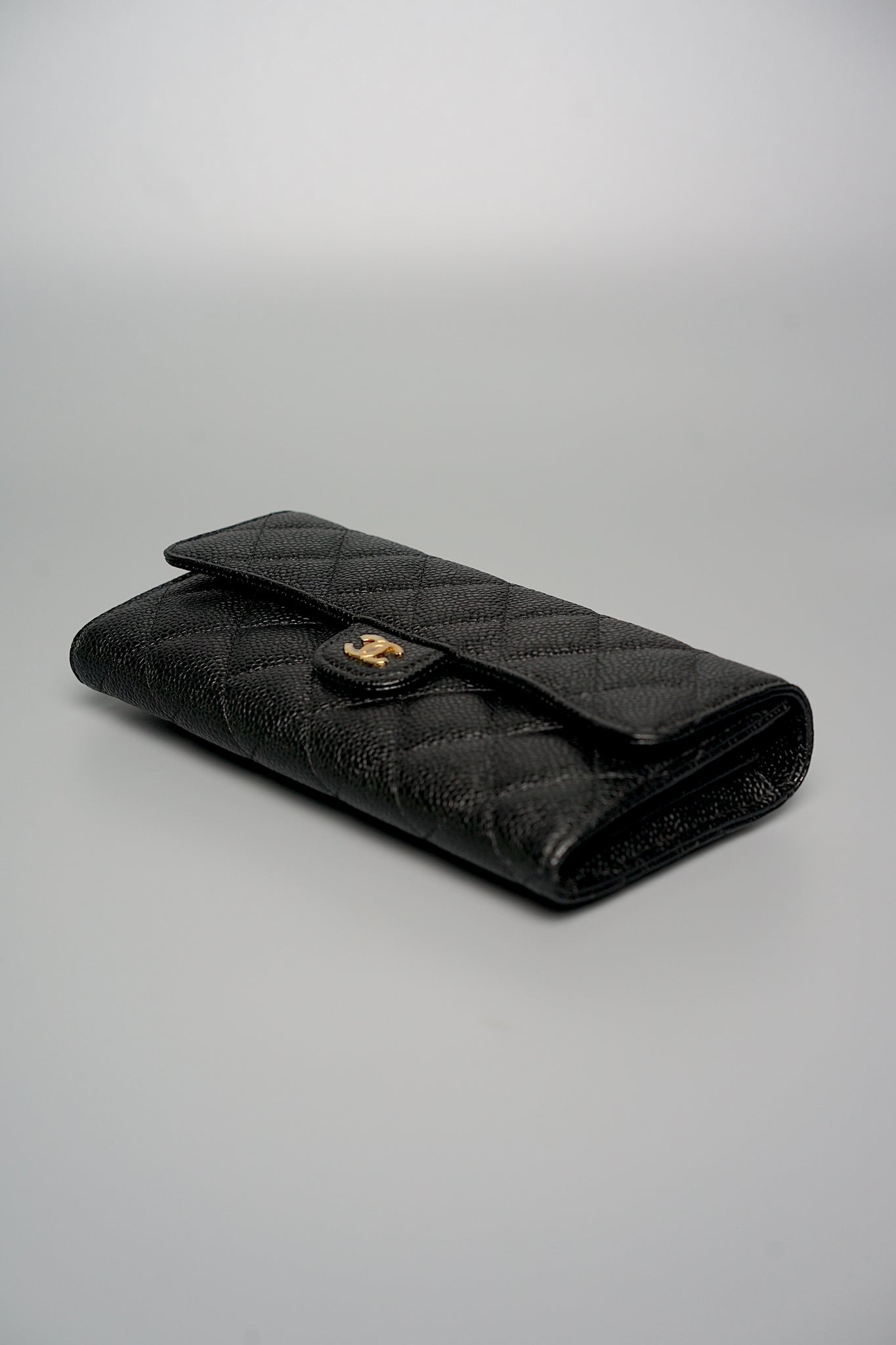 Chanel Classic Long Flap Purse Wallet in Black Caviar Lghw (Brand New)