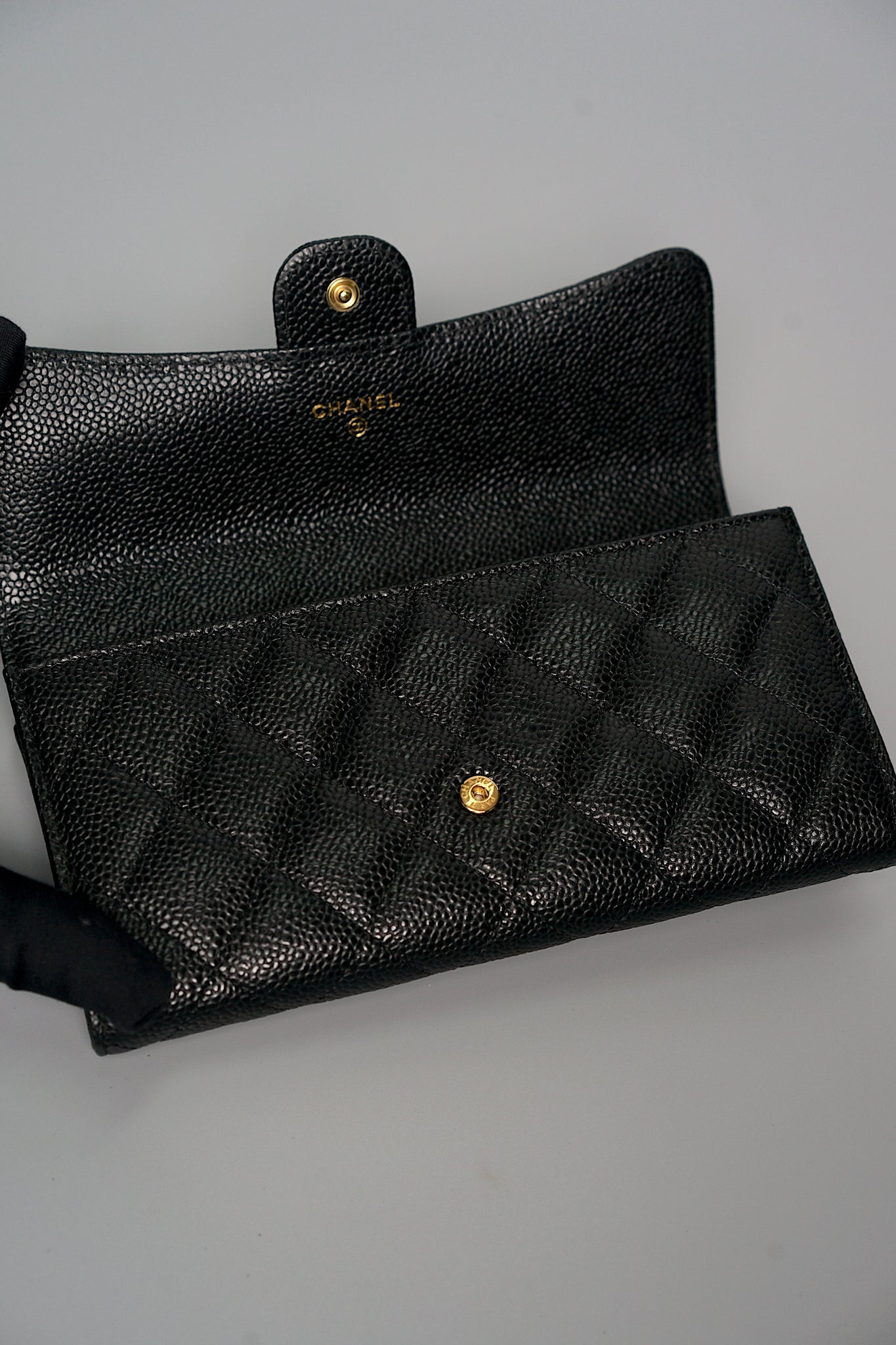 Chanel Classic Long Flap Purse Wallet in Black Caviar Lghw (Brand New)