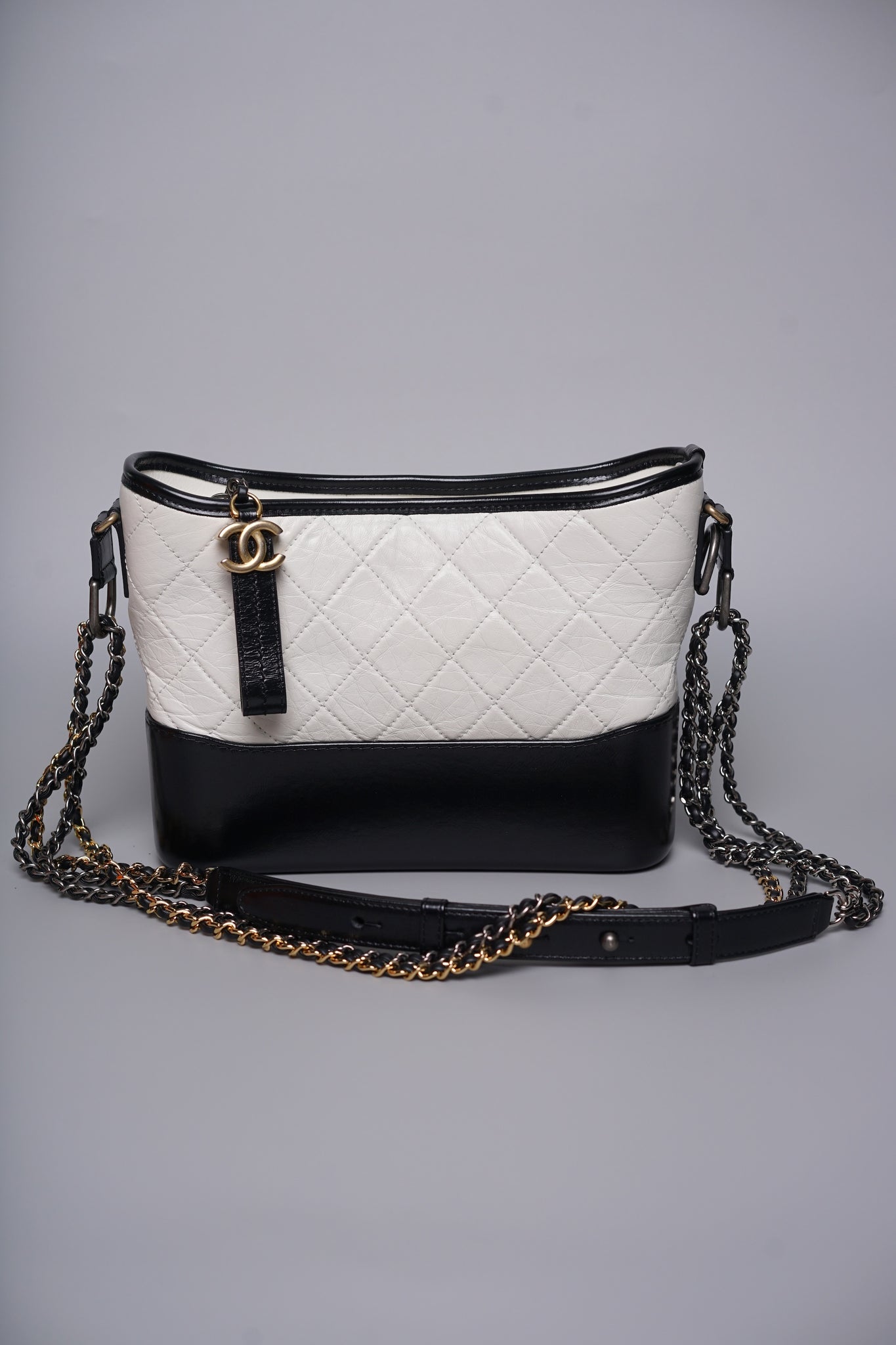 Chanel Gabrielle Hobo Bag Small in White/Black Bghw