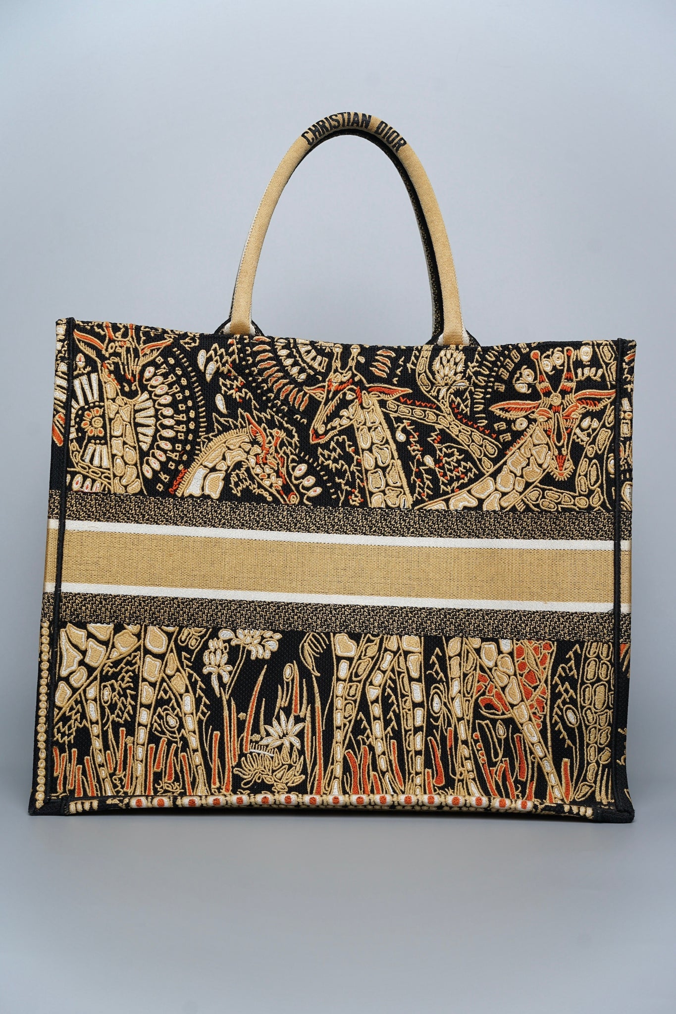 Dior Book Tote in Animals Giraffe Jacquard