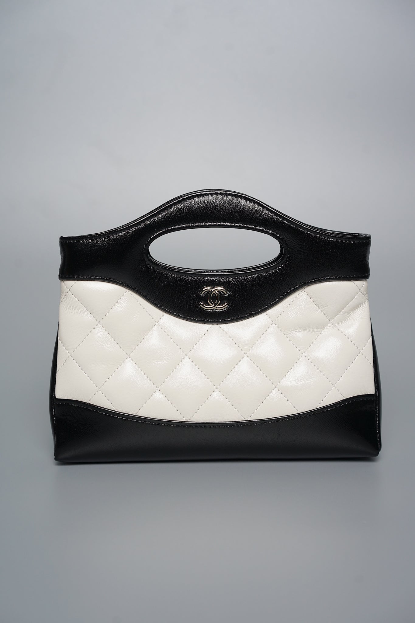 Chanel Hobo Nano 31 in White Black Calfskin Ghw (Brand New)