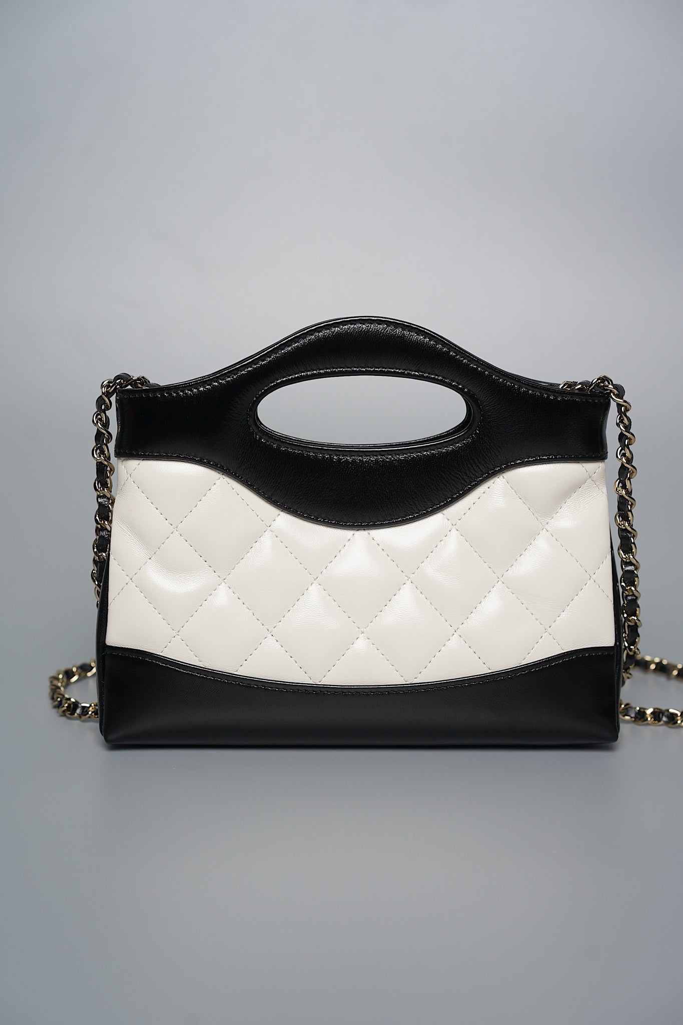 Chanel Hobo Nano 31 in White Black Calfskin Ghw (Brand New)
