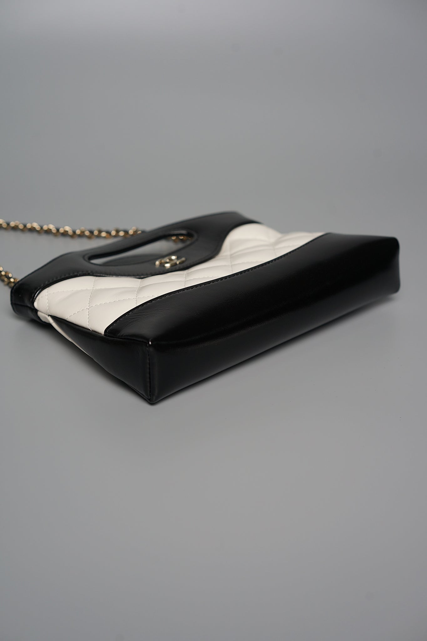 Chanel Hobo Nano 31 in White Black Calfskin Ghw (Brand New)