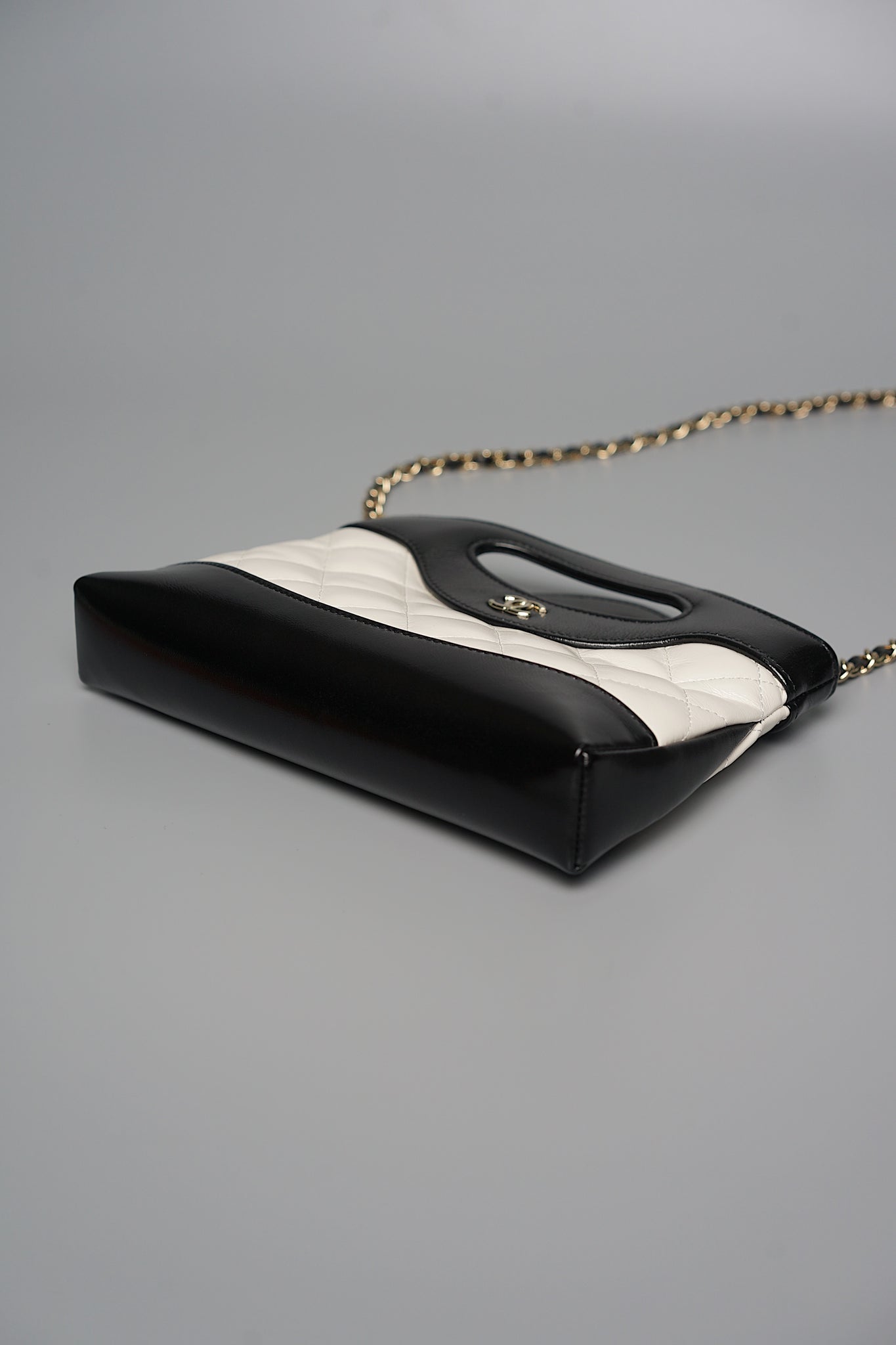 Chanel Hobo Nano 31 in White Black Calfskin Ghw (Brand New)