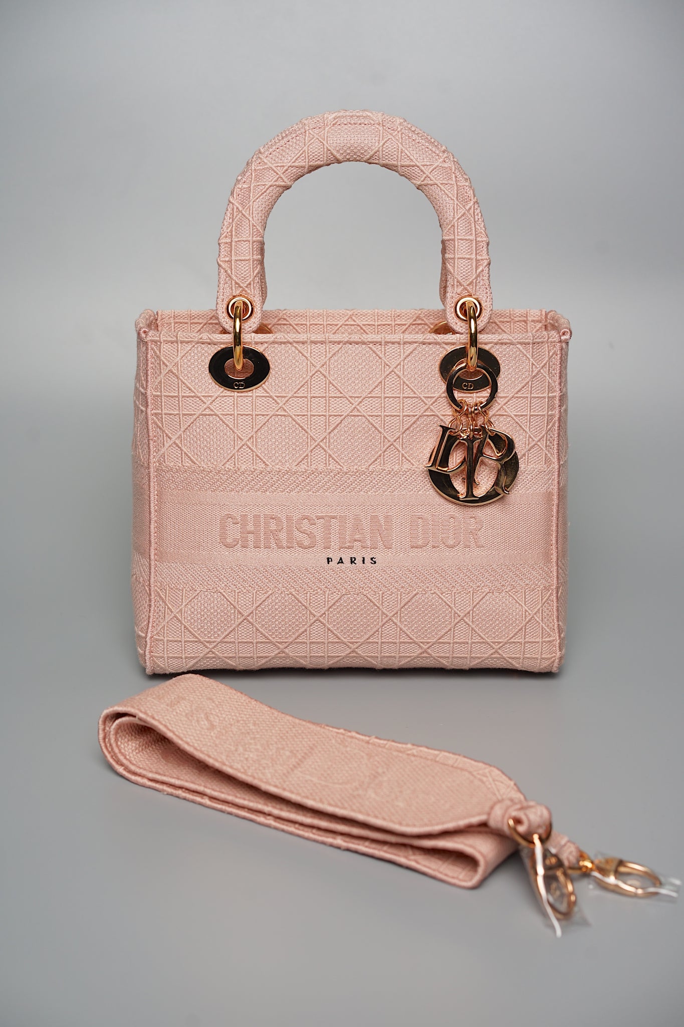 Lady Dior Medium D-Lite Cannage Embroidery in Rosewood Pink Rghw