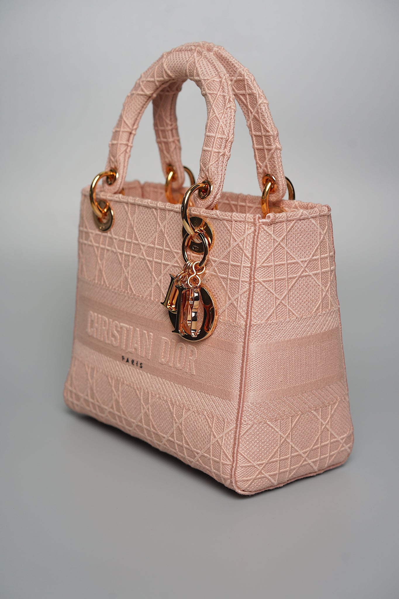 Lady Dior Medium D-Lite Cannage Embroidery in Rosewood Pink Rghw
