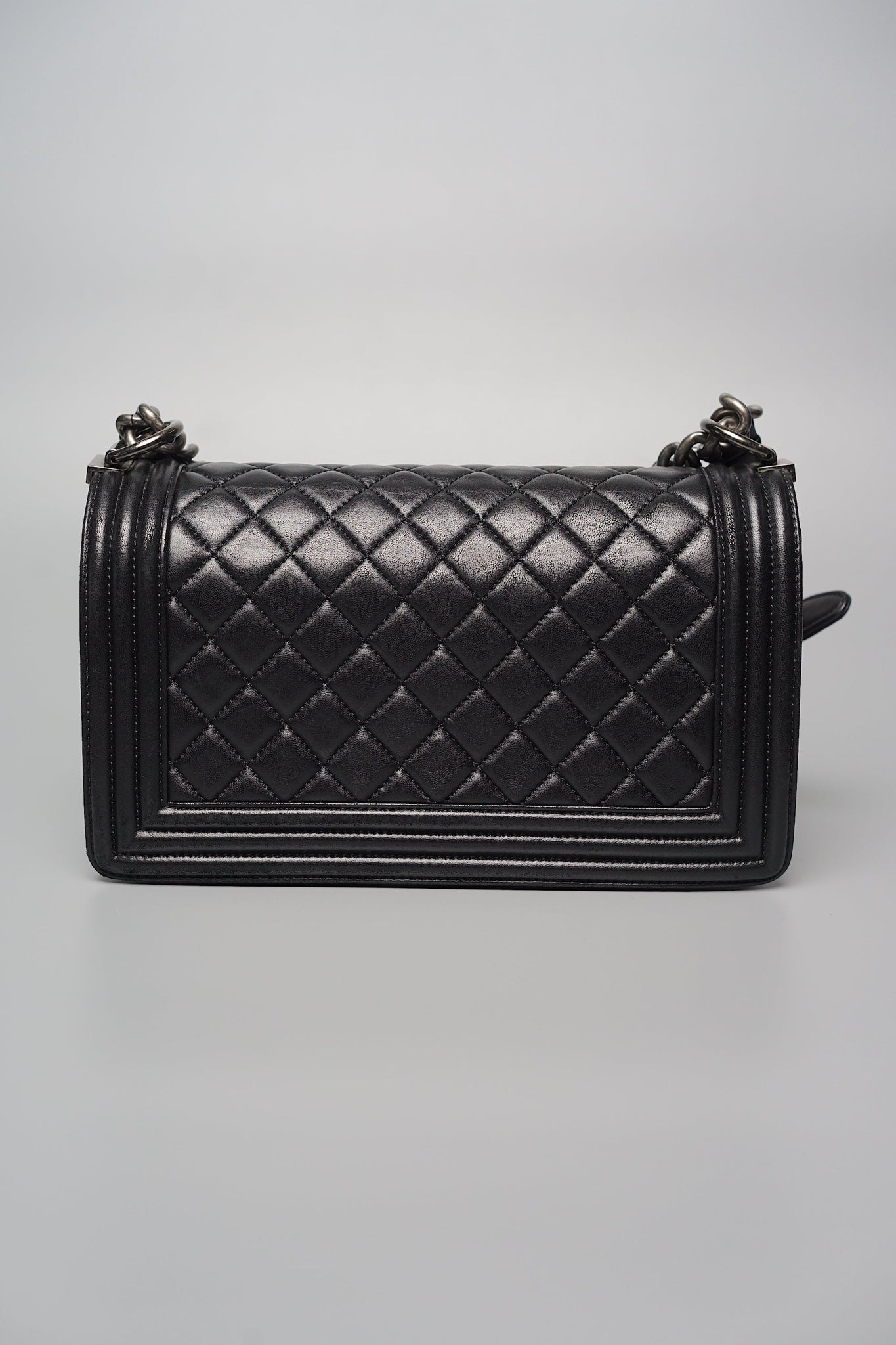 Old Medium Boy Chanel in Black Lambskin Ruthenium