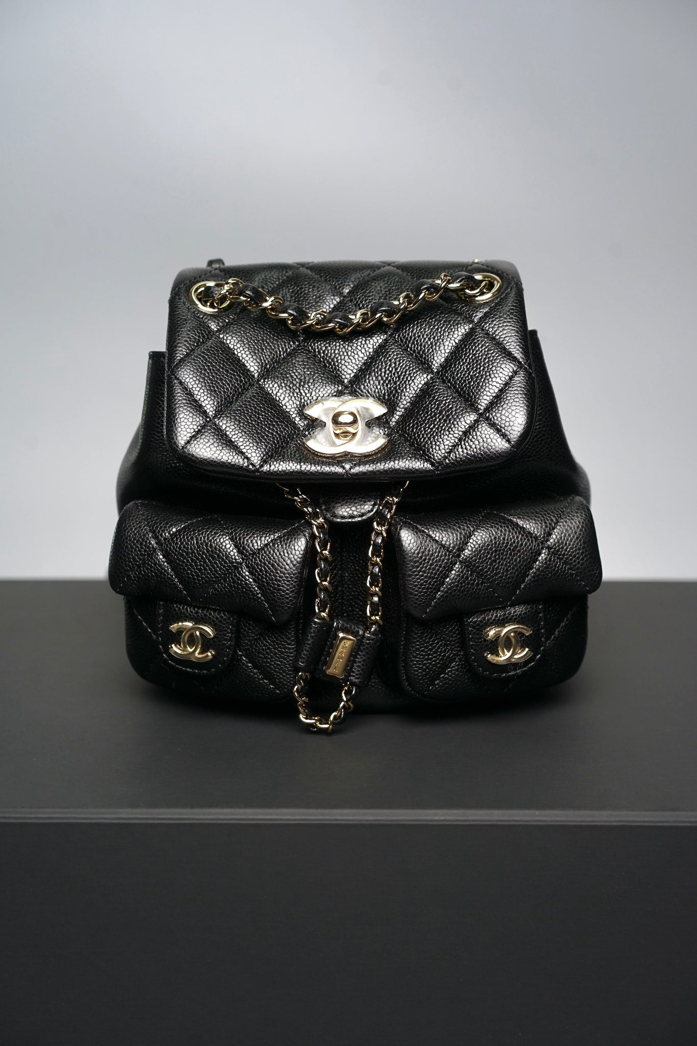 Chanel Mini Duma Backpack in Black Caviar Lghw  (Brand New)