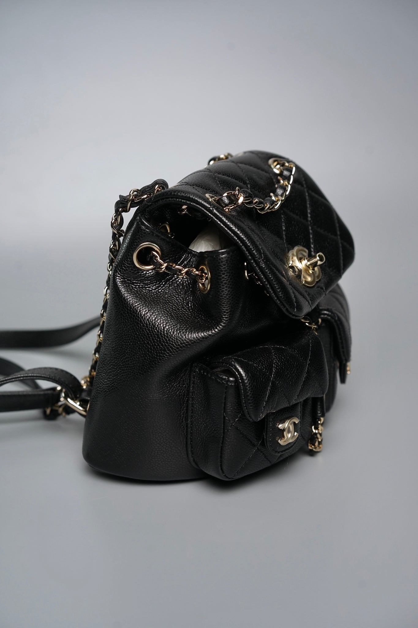 Chanel Mini Duma Backpack in Black Caviar Lghw  (Brand New)