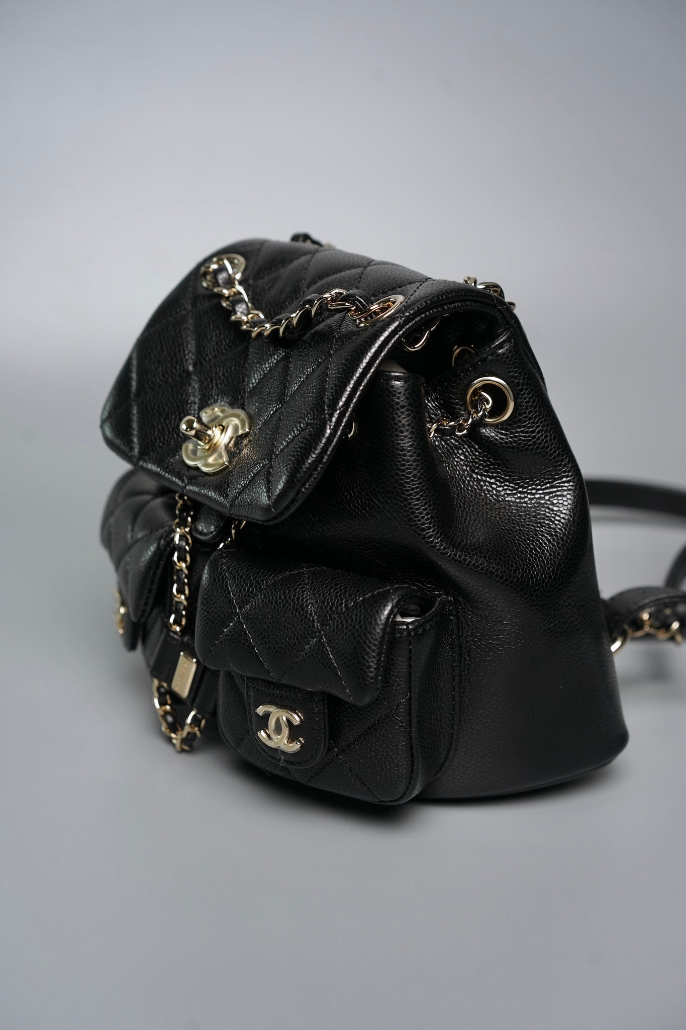 Chanel Mini Duma Backpack in Black Caviar Lghw  (Brand New)