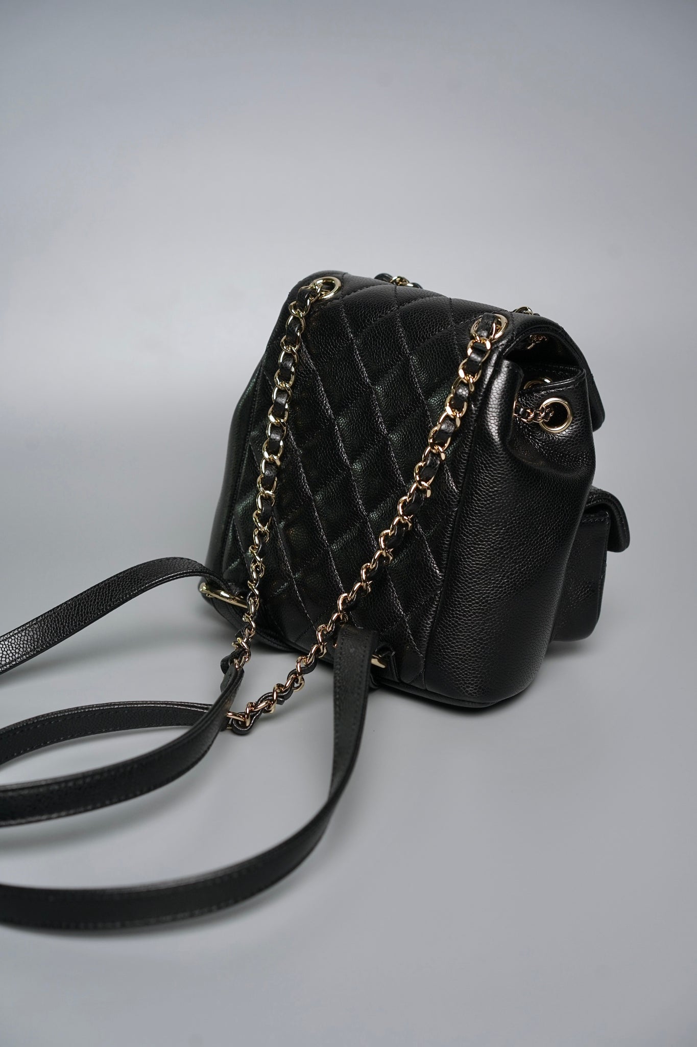 Chanel Mini Duma Backpack in Black Caviar Lghw  (Brand New)