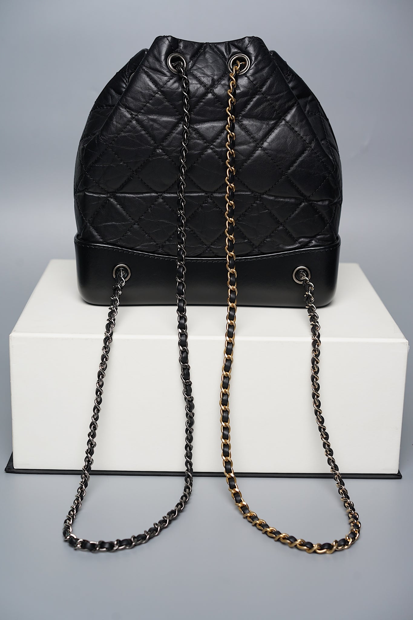 Chanel Gabrielle Backpack Small in Black Ghw/Shw