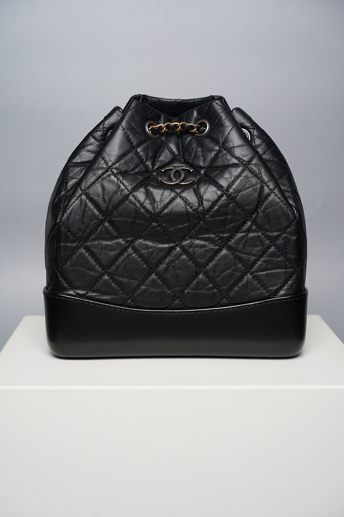 Chanel Gabrielle Backpack Small in Black Ghw/Shw