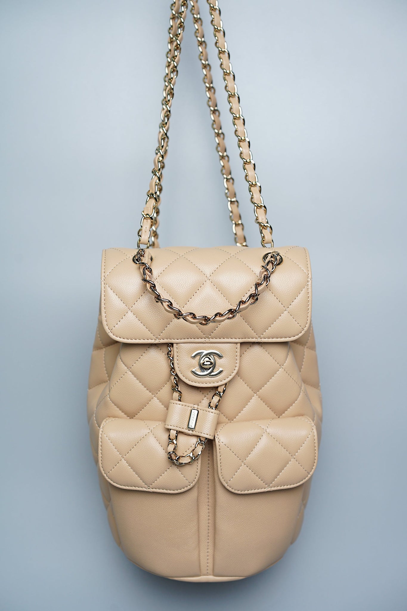 Chanel 22S Backpack in Beige Caviar (Brand New)