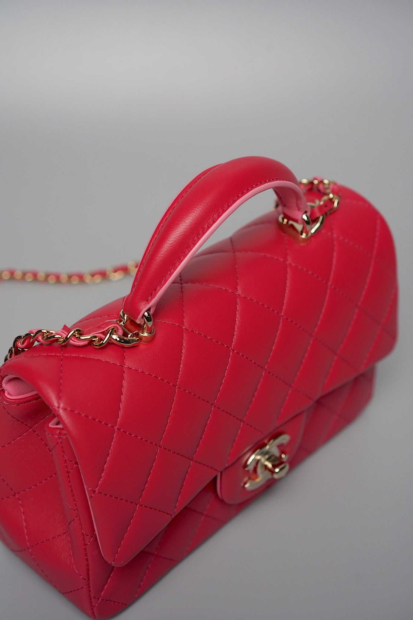 Chanel Top Handle Mini Flap in Red/Pink (Brand New)