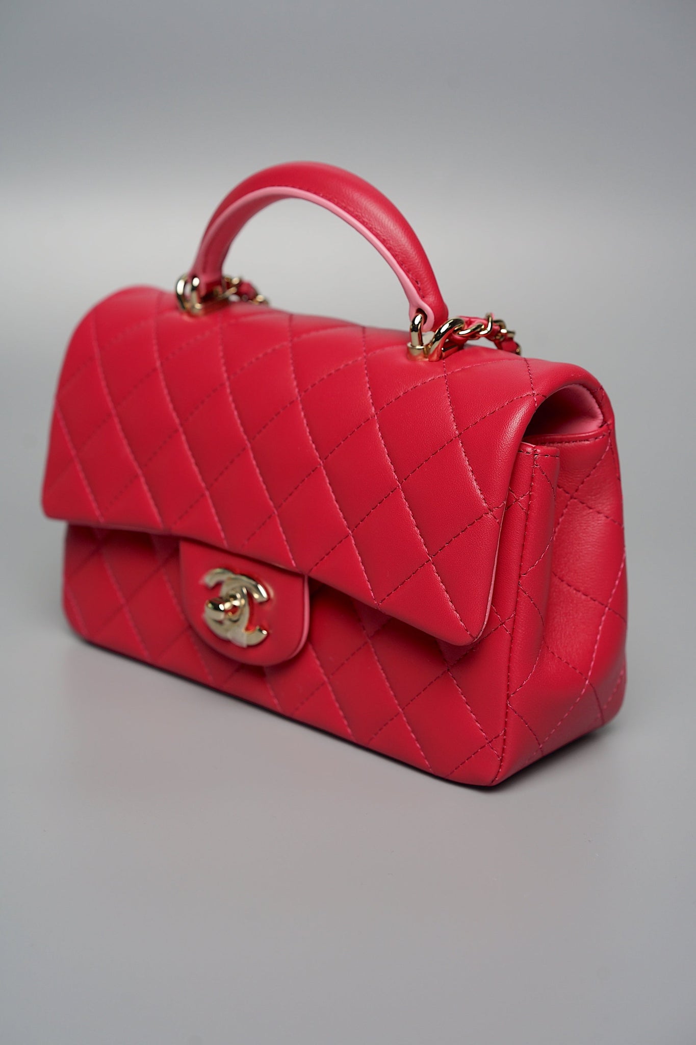 Chanel Top Handle Mini Flap in Red/Pink (Brand New)