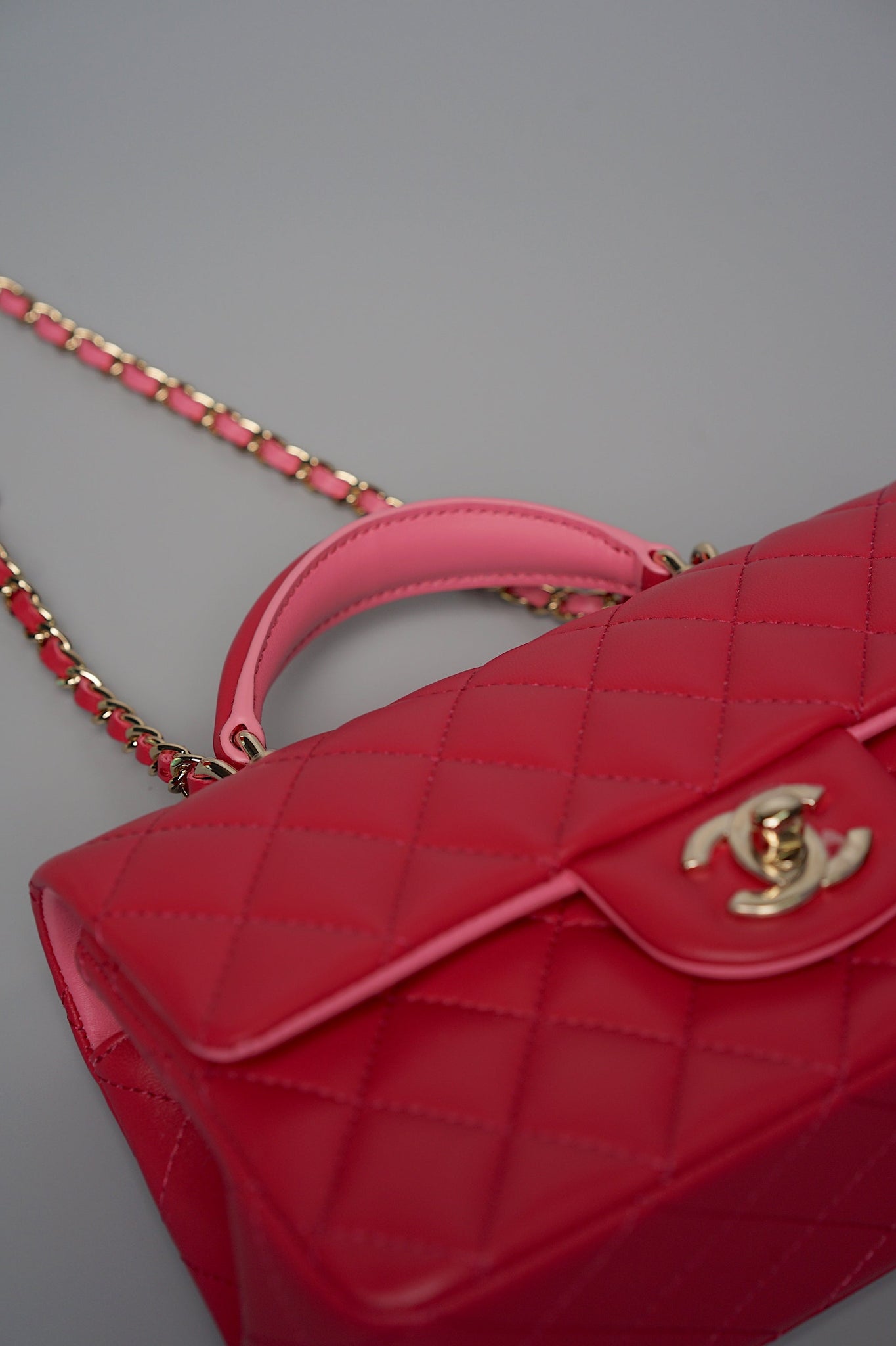 Chanel Top Handle Mini Flap in Red/Pink (Brand New)