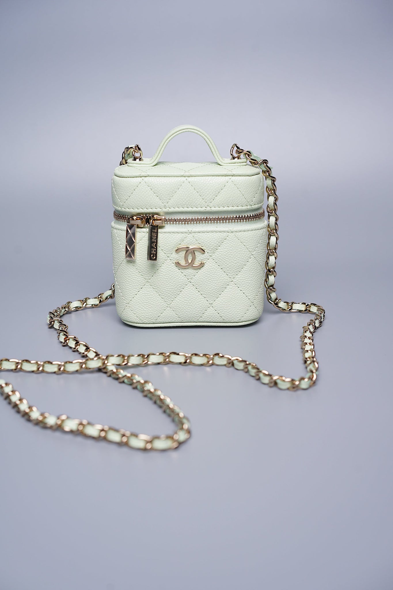 Chanel 22C Small Vanity with Chain in Light Green (Brand New)