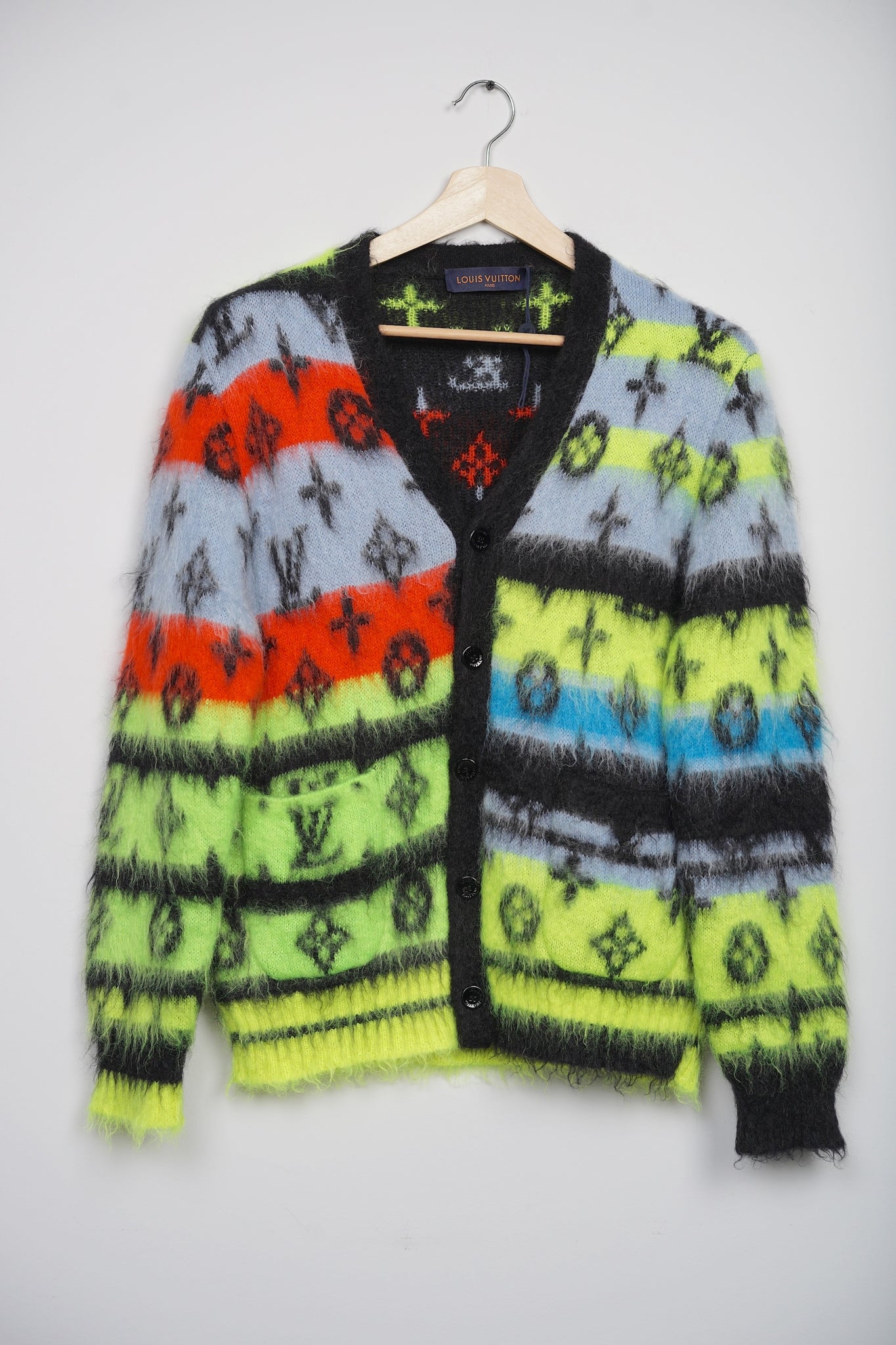 Louis Vuitton Monogram Mohair Cardigan in Multicolor Size S