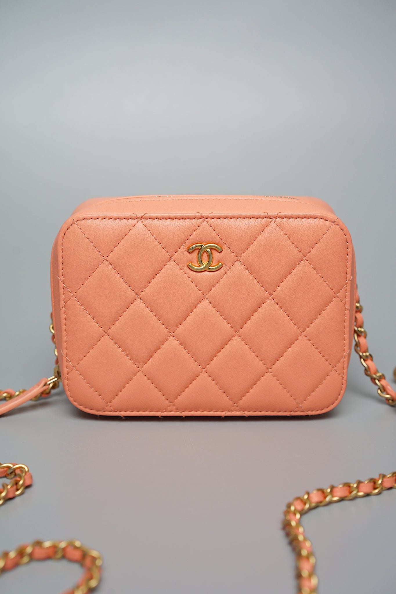 Chanel Mini Pearl Crush Quilted Camera Case in Beige Pink Bghw