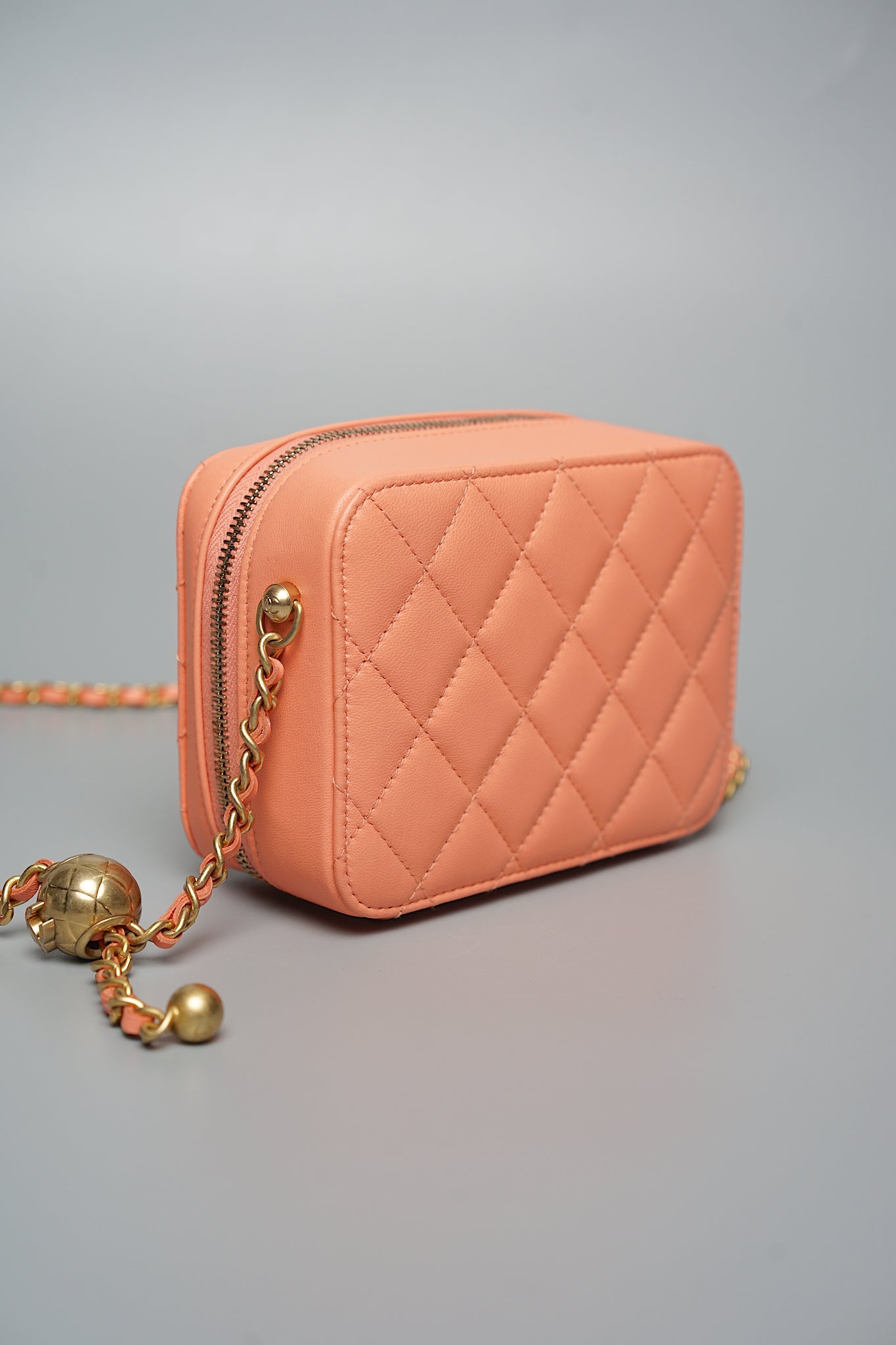 Chanel Mini Pearl Crush Quilted Camera Case in Beige Pink Bghw