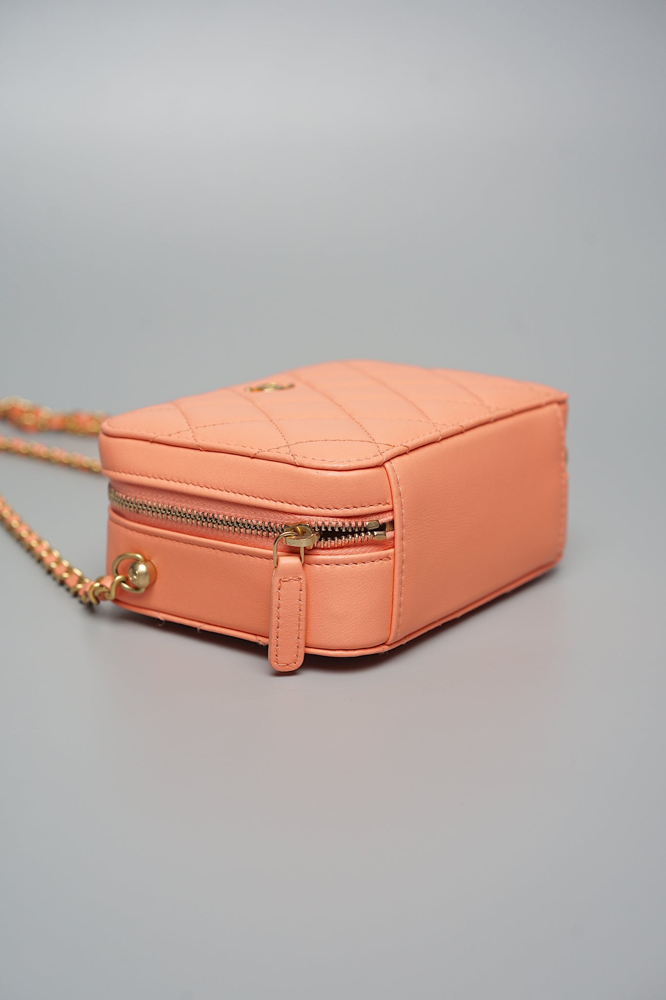 Chanel Mini Pearl Crush Quilted Camera Case in Beige Pink Bghw