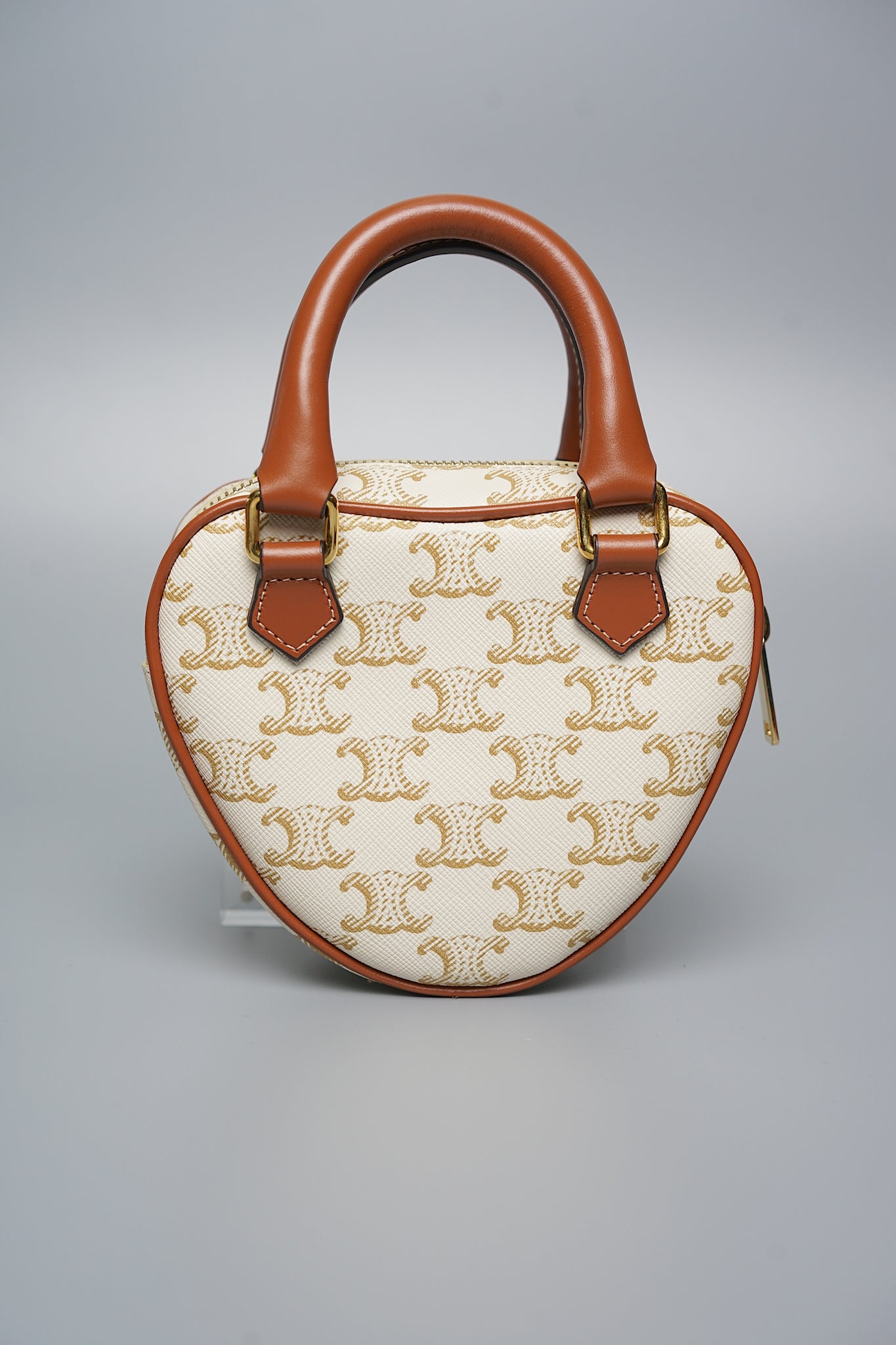 Celine Medium Heart Triomphe in White Calfskin Ghw