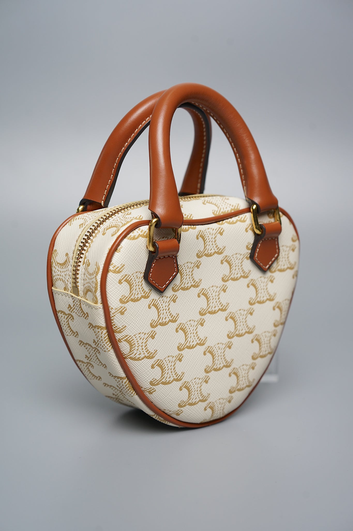 Celine Medium Heart Triomphe in White Calfskin Ghw