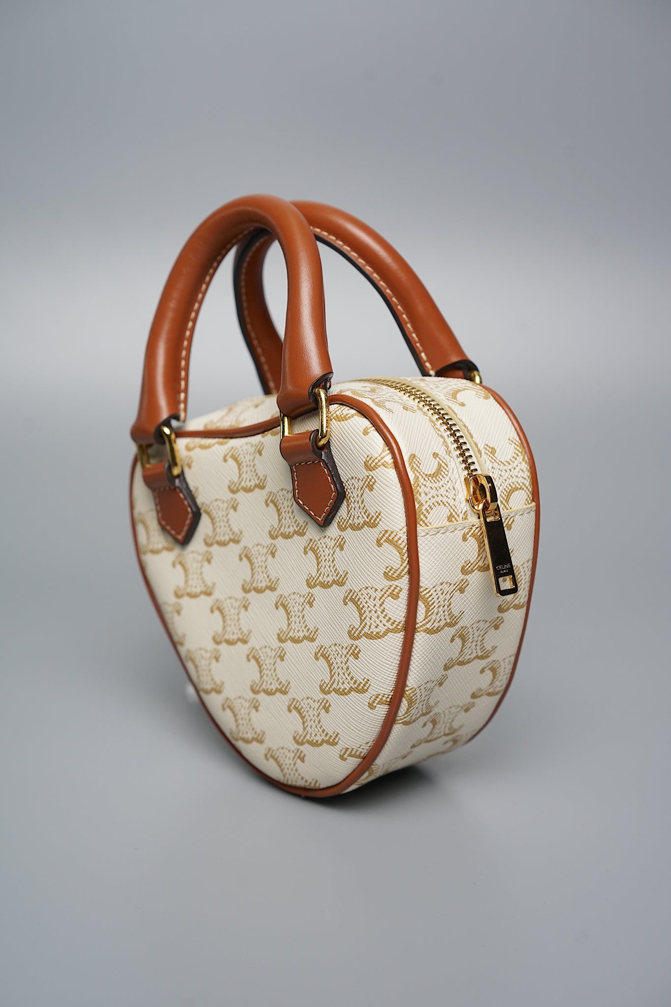 Celine Medium Heart Triomphe in White Calfskin Ghw