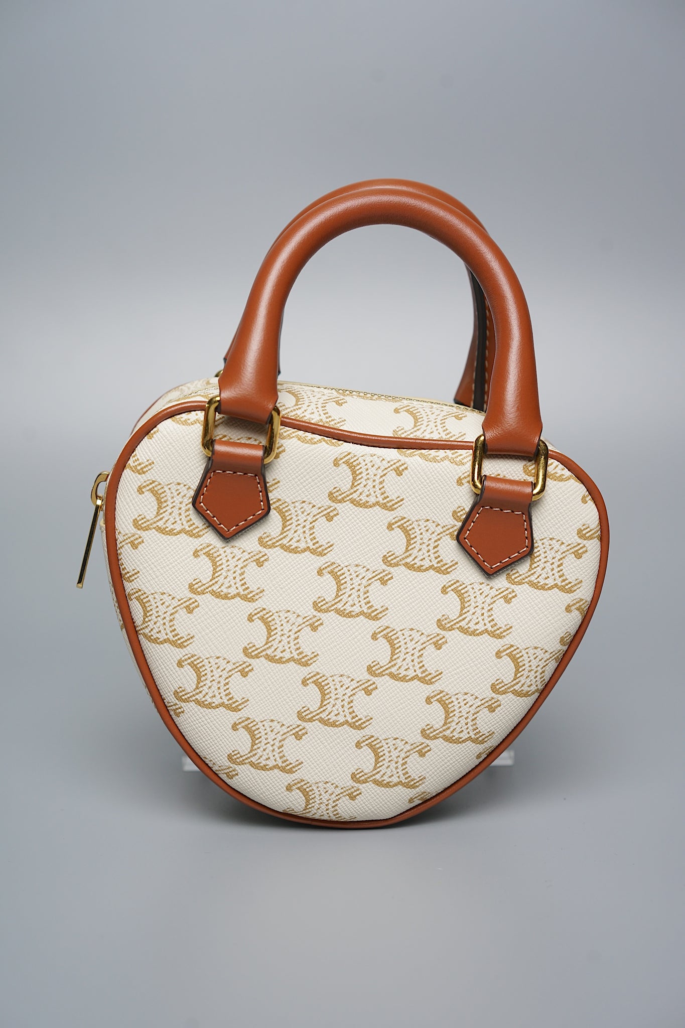 Celine Medium Heart Triomphe in White Calfskin Ghw