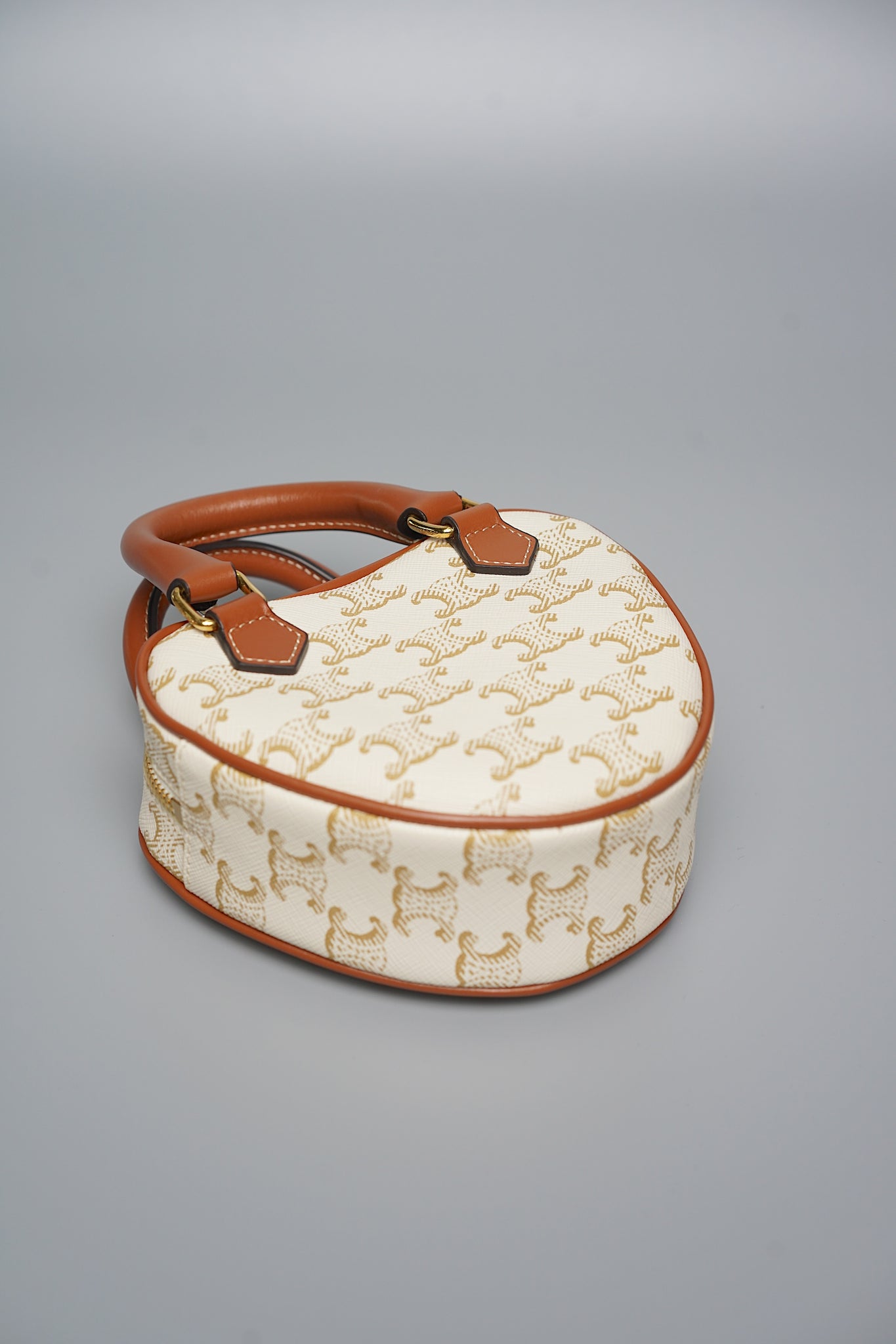 Celine Medium Heart Triomphe in White Calfskin Ghw