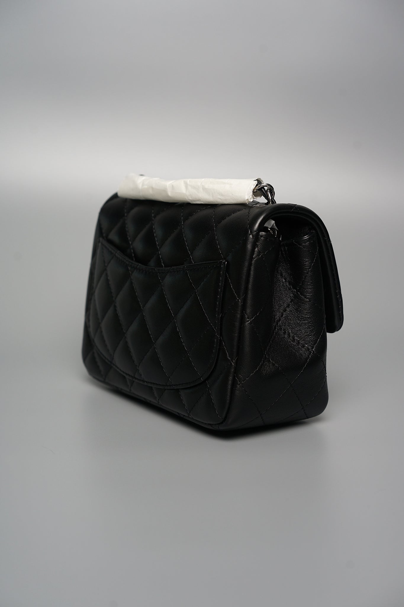 Chanel Classic Mini Square Flap in Black Lambskin Shw (Brand New)