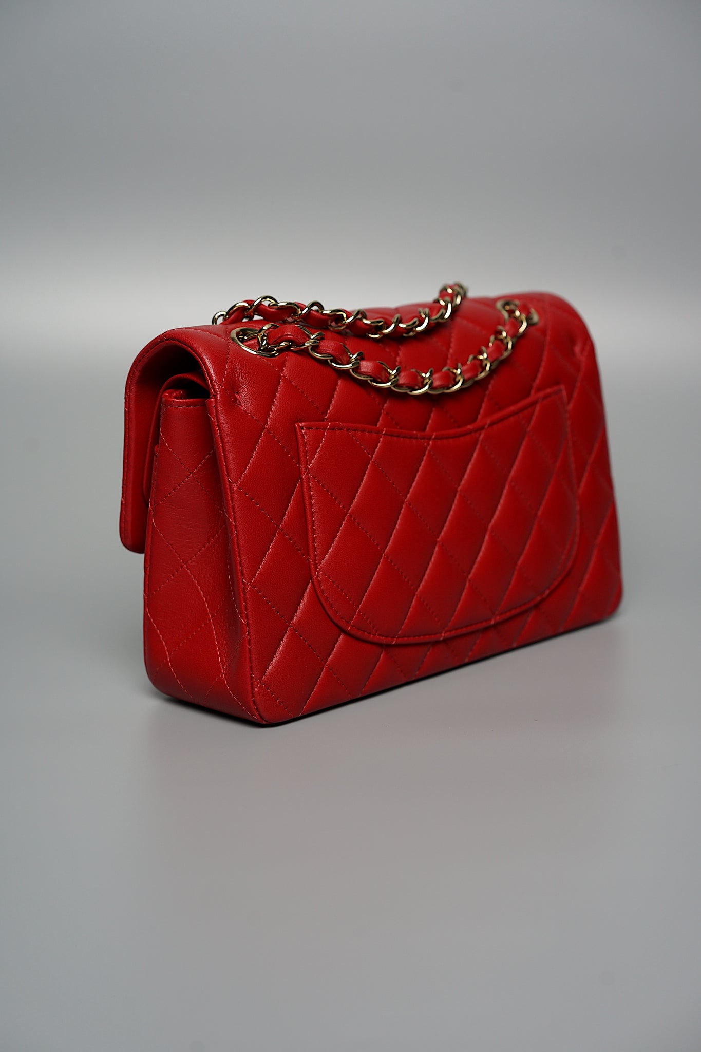 Chanel Small Classic Double Flap in Red Lambskin Ghw (Brand New)