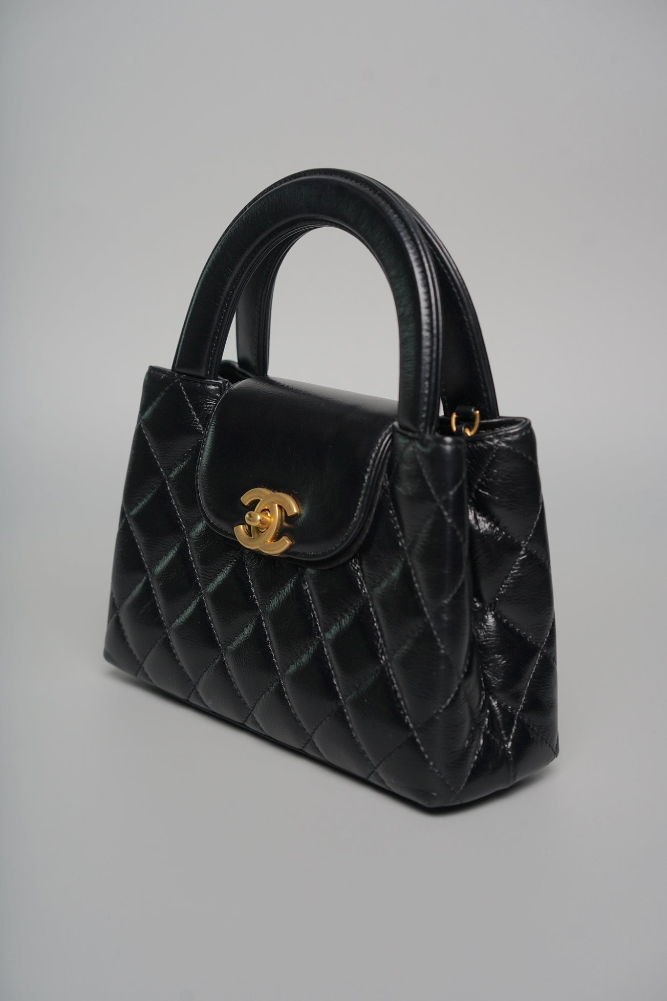 Chanel Kelly Mini in Black Shiny Calfskin Ghw