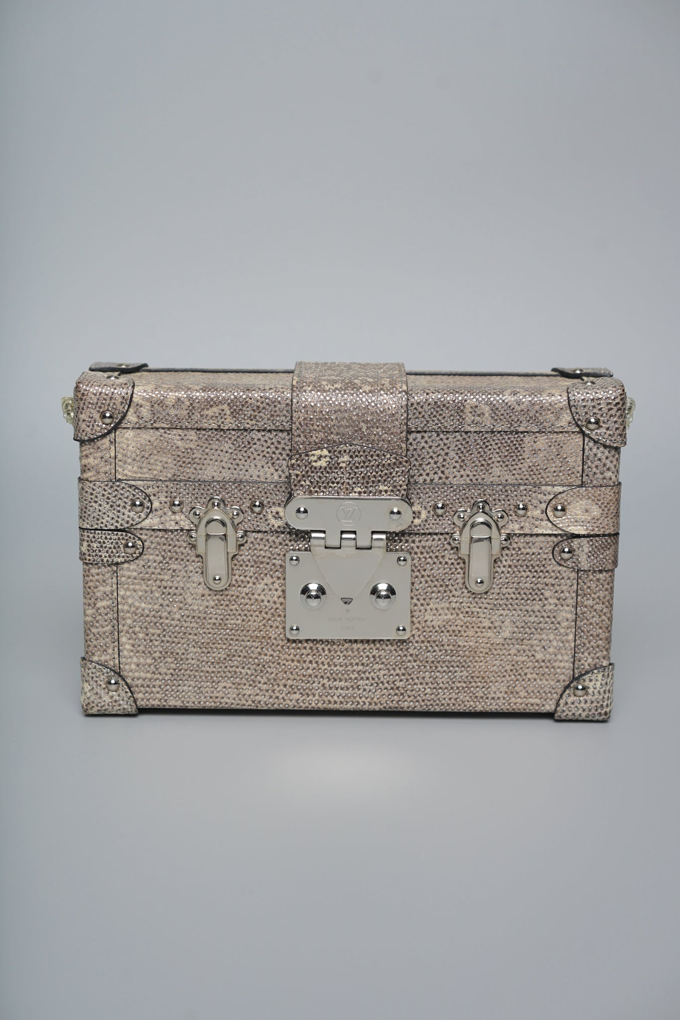 Louis Vuitton Lizard Petite Malle in Silver