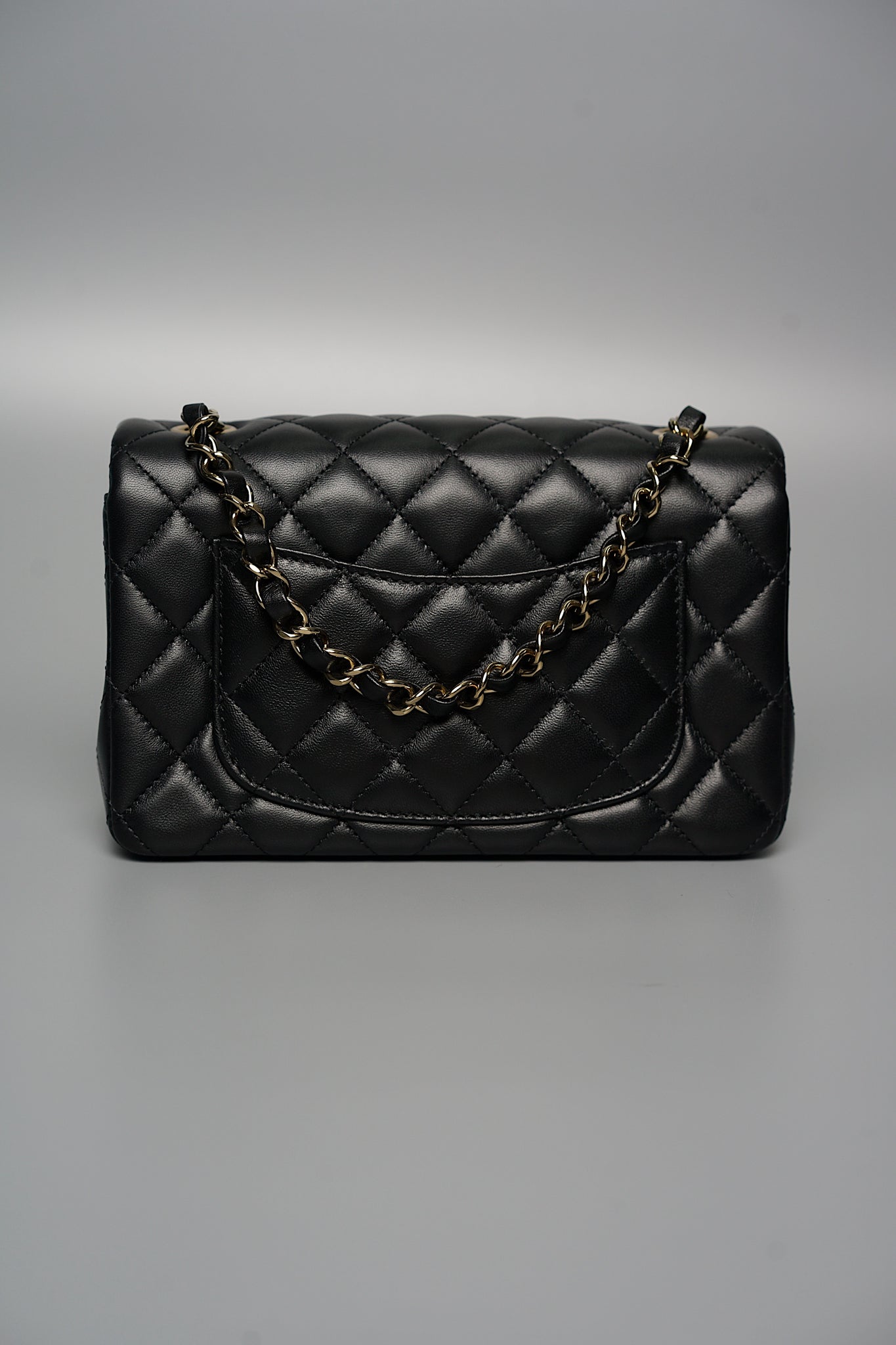 Chanel Classic Mini Rectangle Flap Bag in Black Lambskin Ghw (Brand New)
