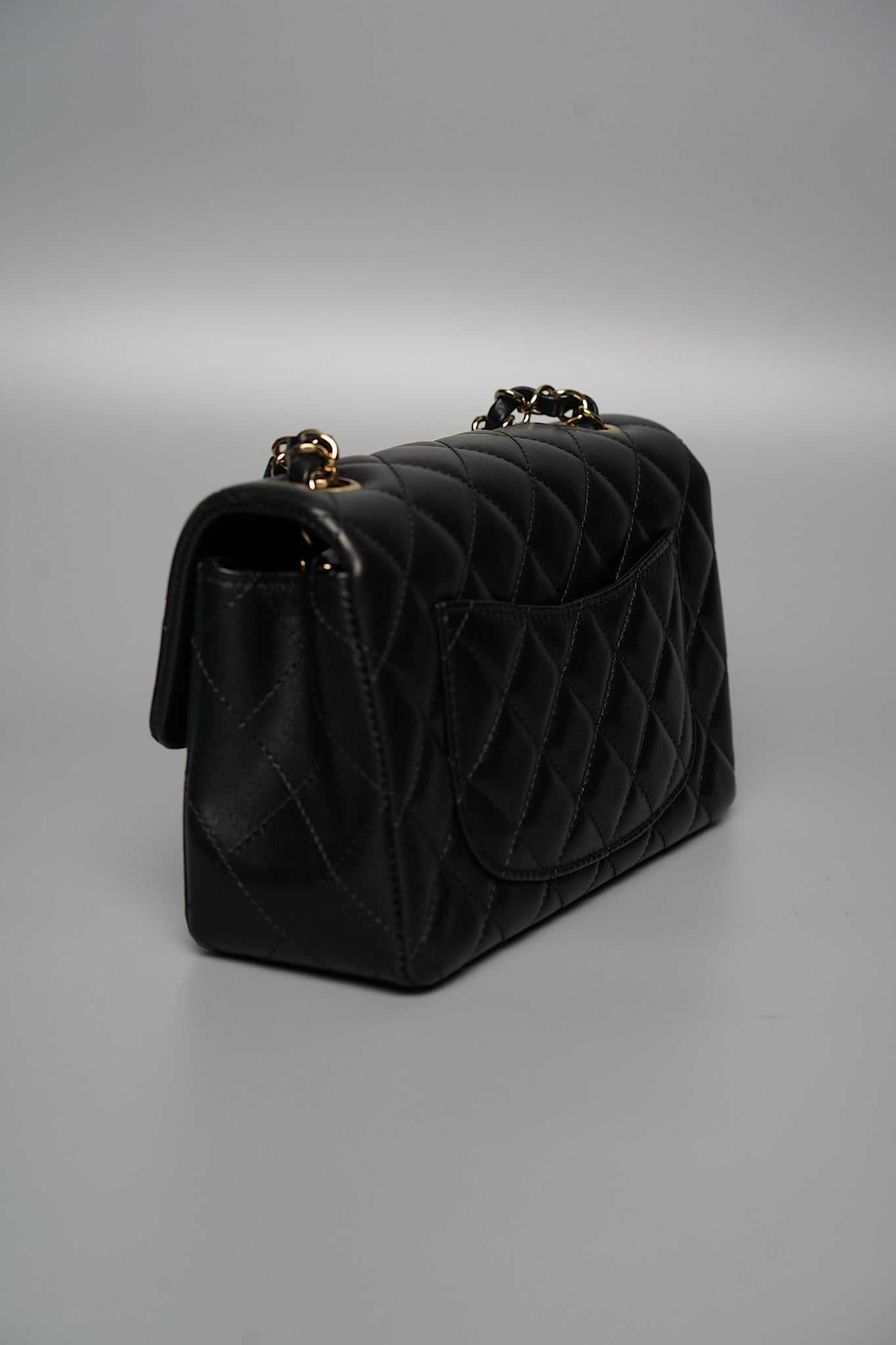 Chanel Classic Mini Rectangle Flap Bag in Black Lambskin Ghw (Brand New)