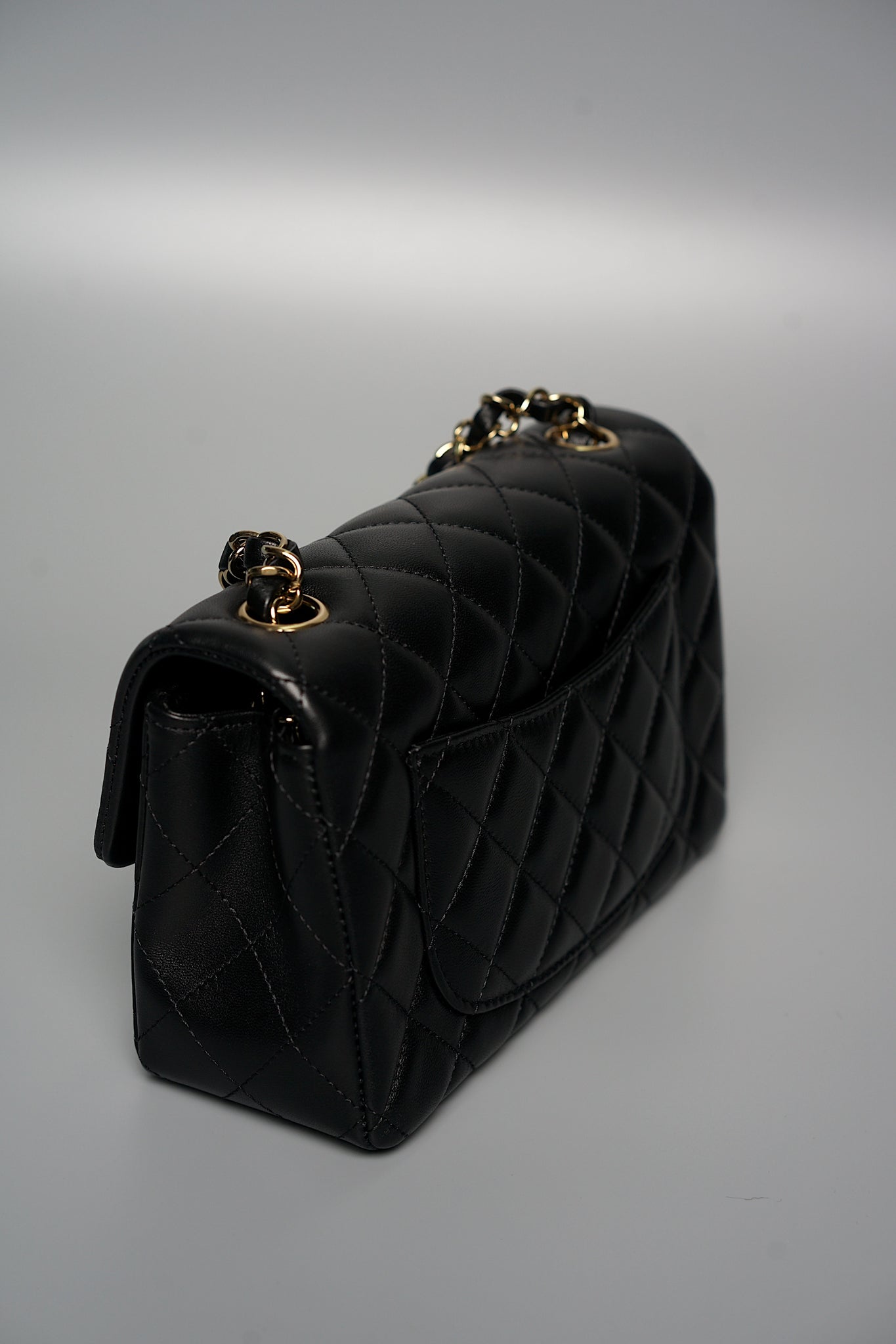 Chanel Classic Mini Rectangle Flap Bag in Black Lambskin Ghw (Brand New)