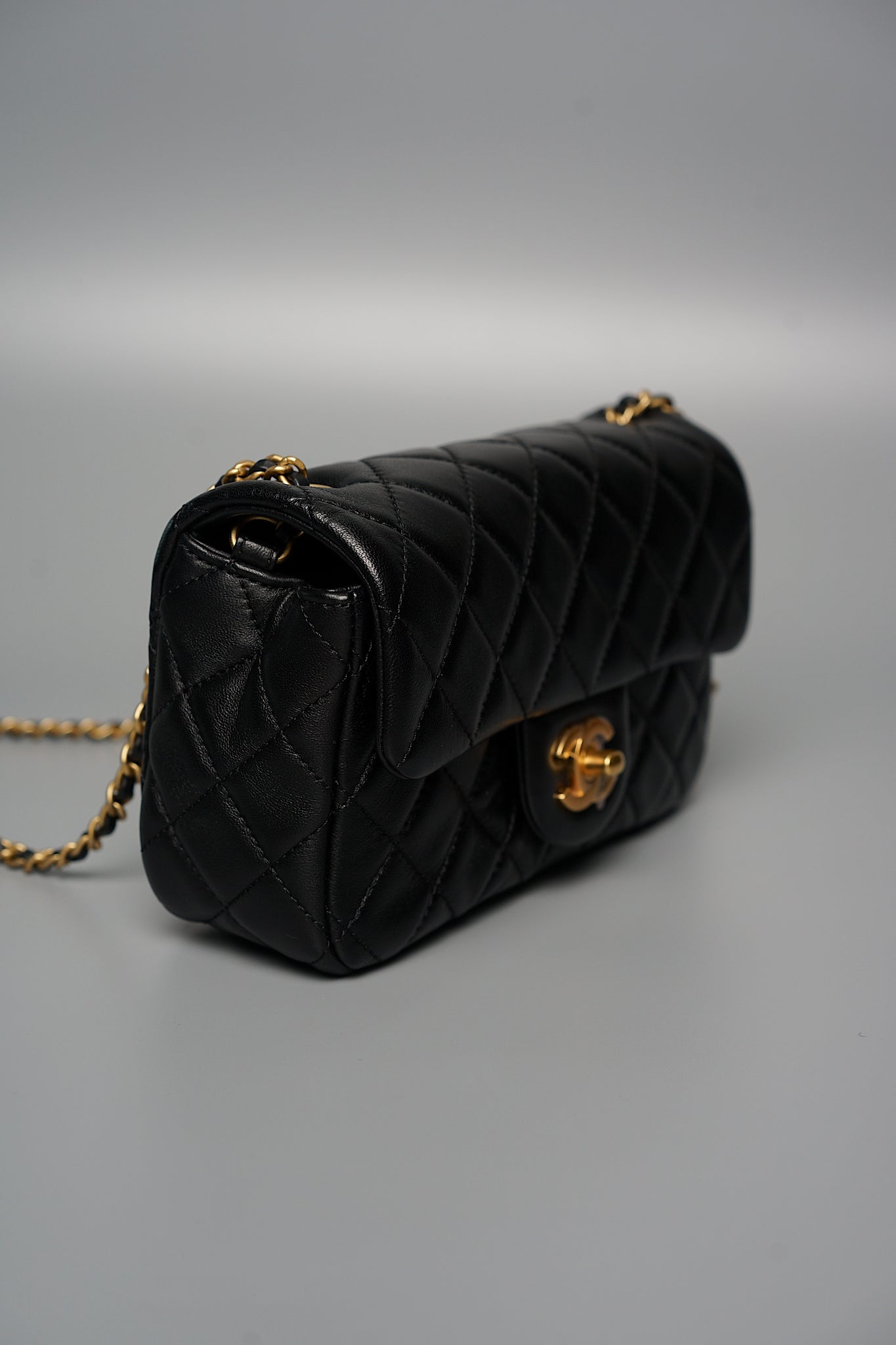 Chanel Mini Rectangular Flap in Black Pearl Crush Bghw
