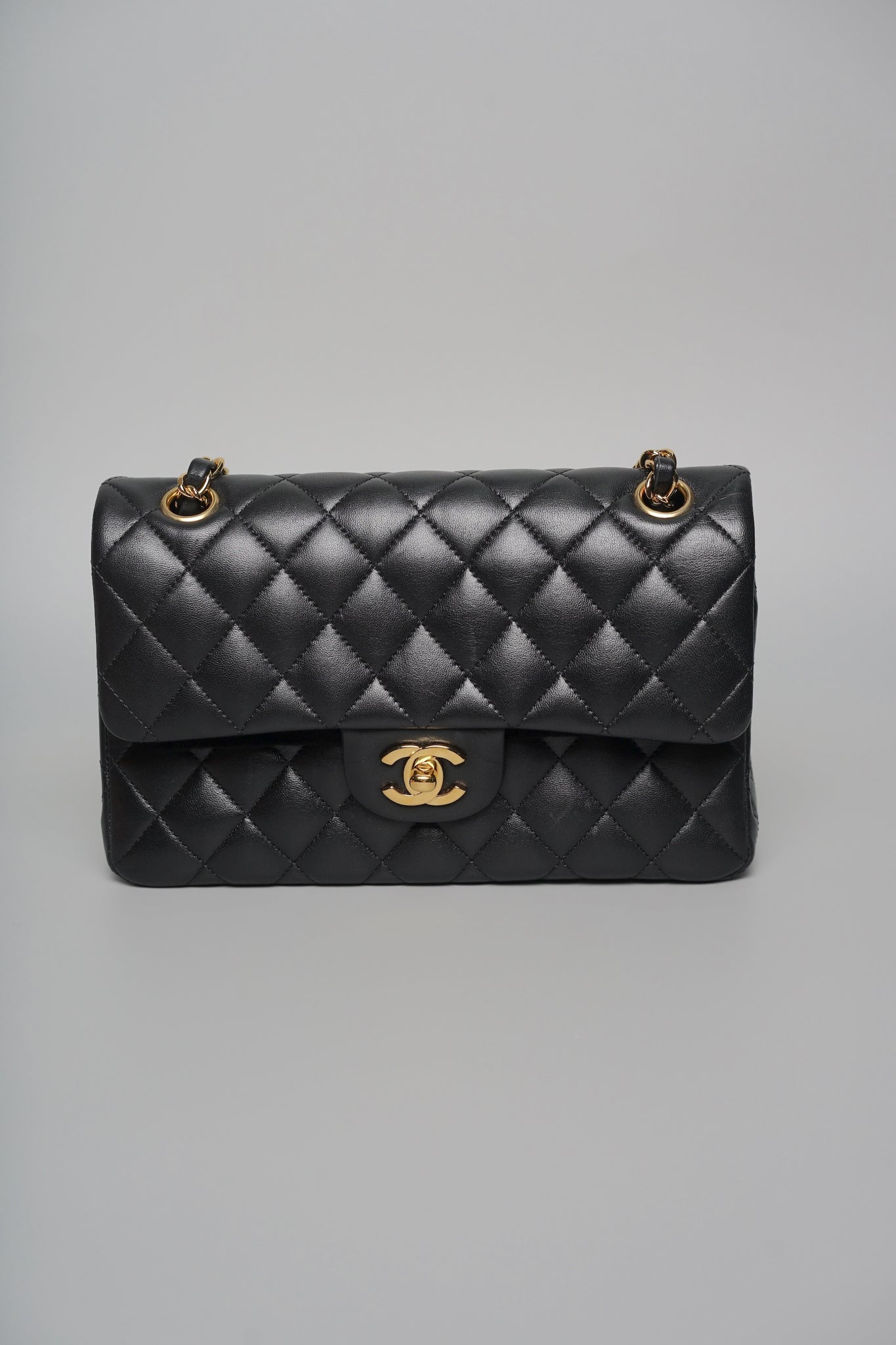 Chanel Small Classic Double Flap in Black Lambskin Ghw