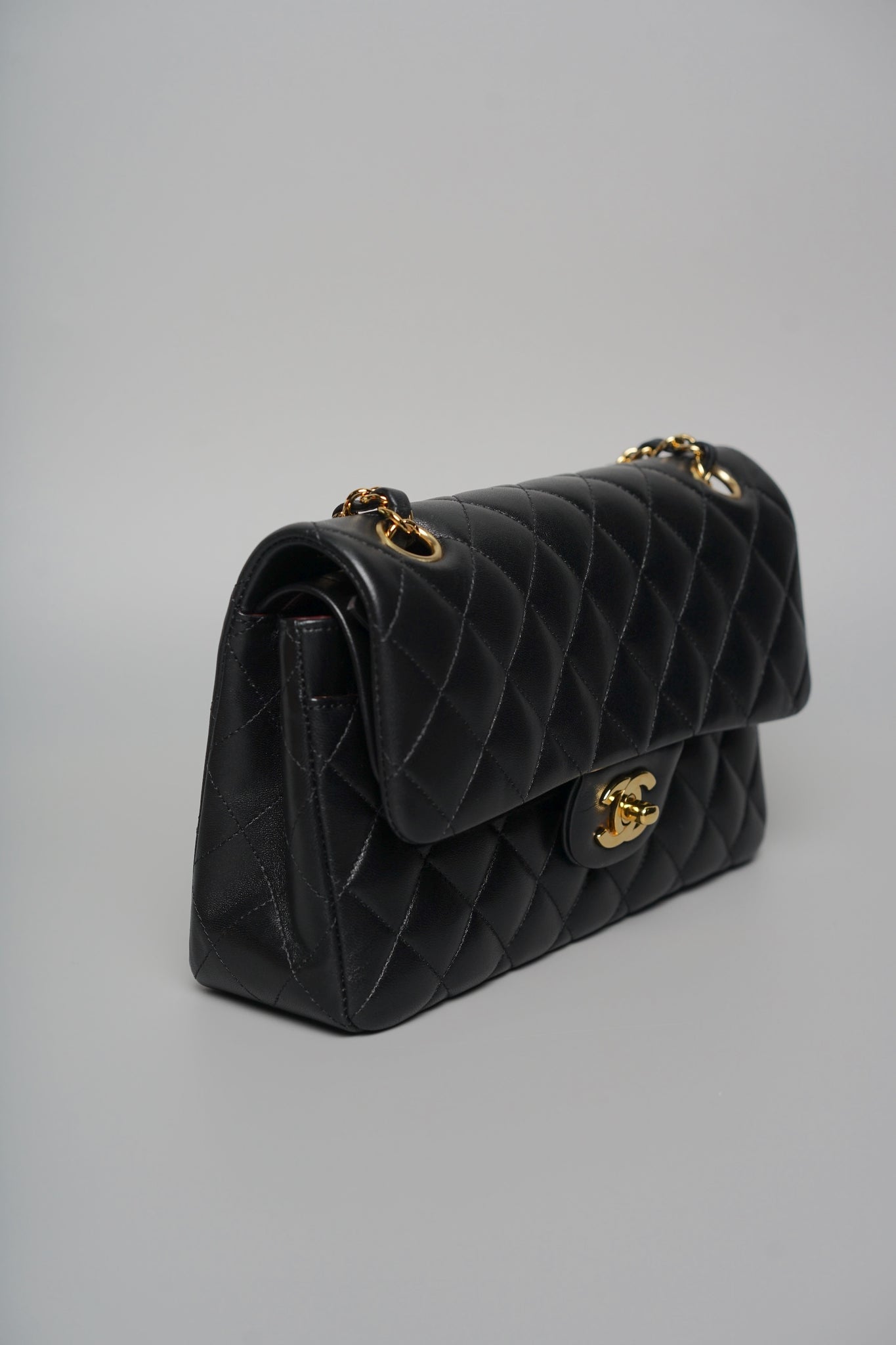 Chanel Small Classic Double Flap in Black Lambskin Ghw