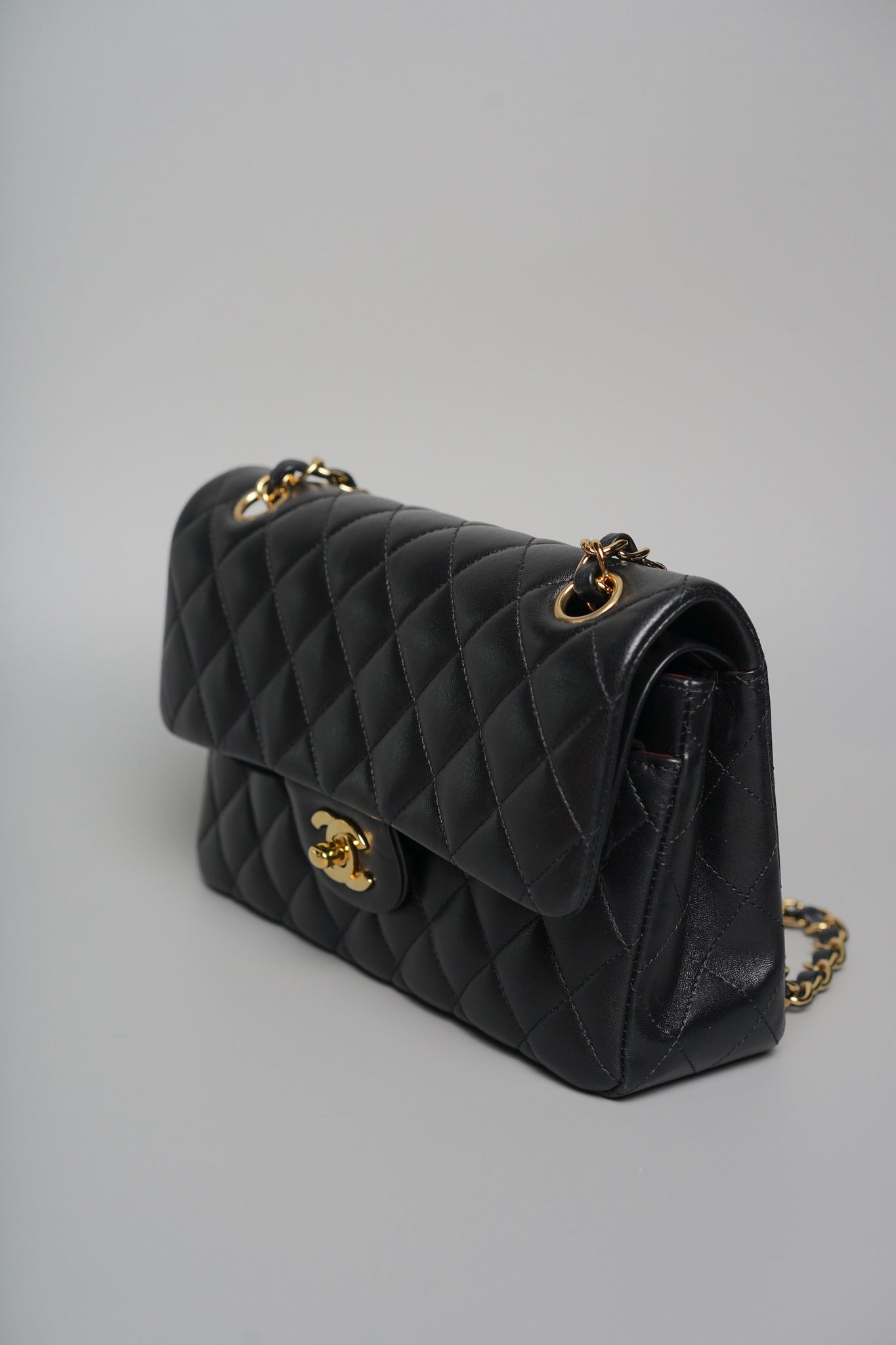 Chanel Small Classic Double Flap in Black Lambskin Ghw