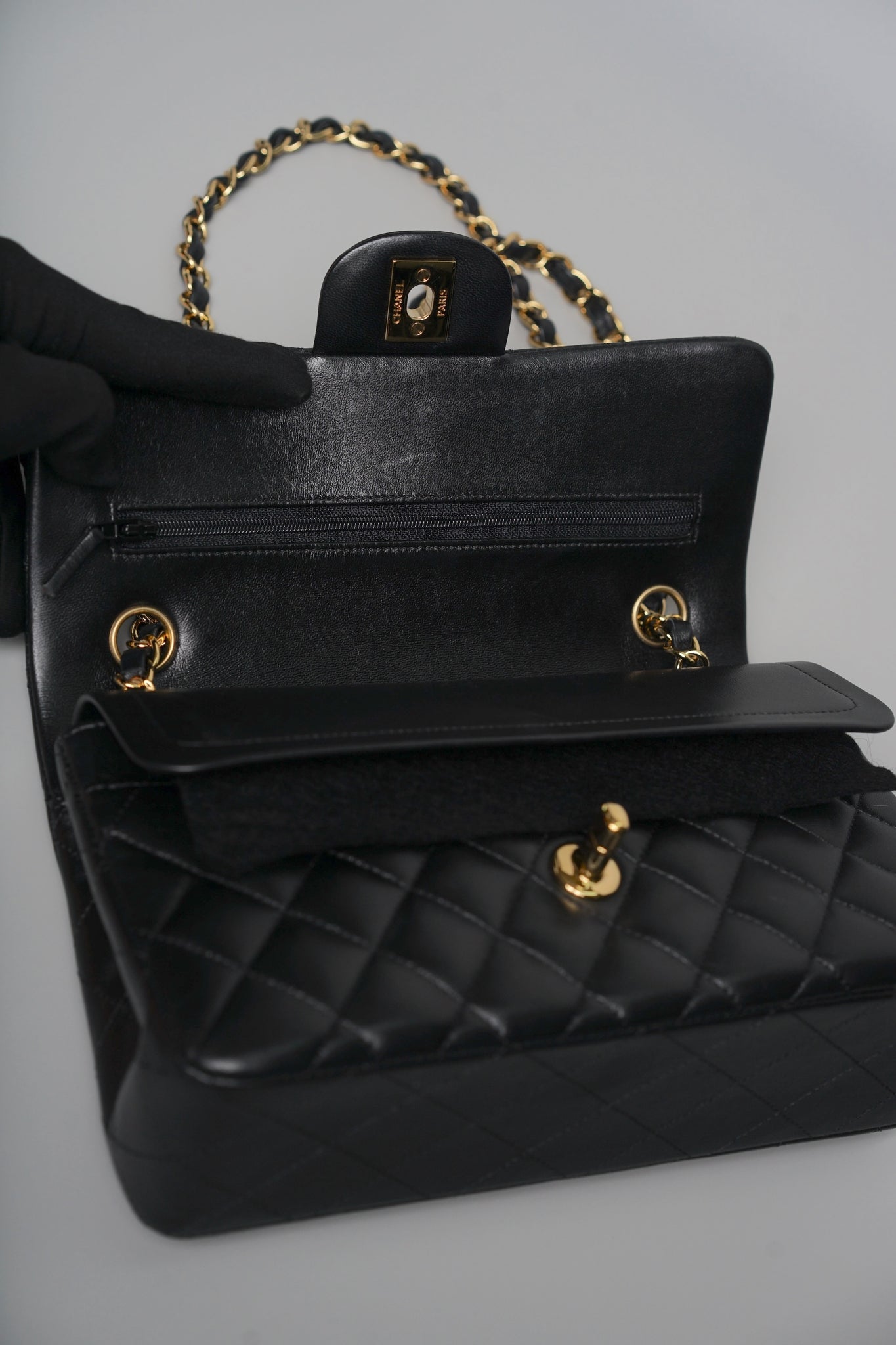 Chanel Small Classic Double Flap in Black Lambskin Ghw