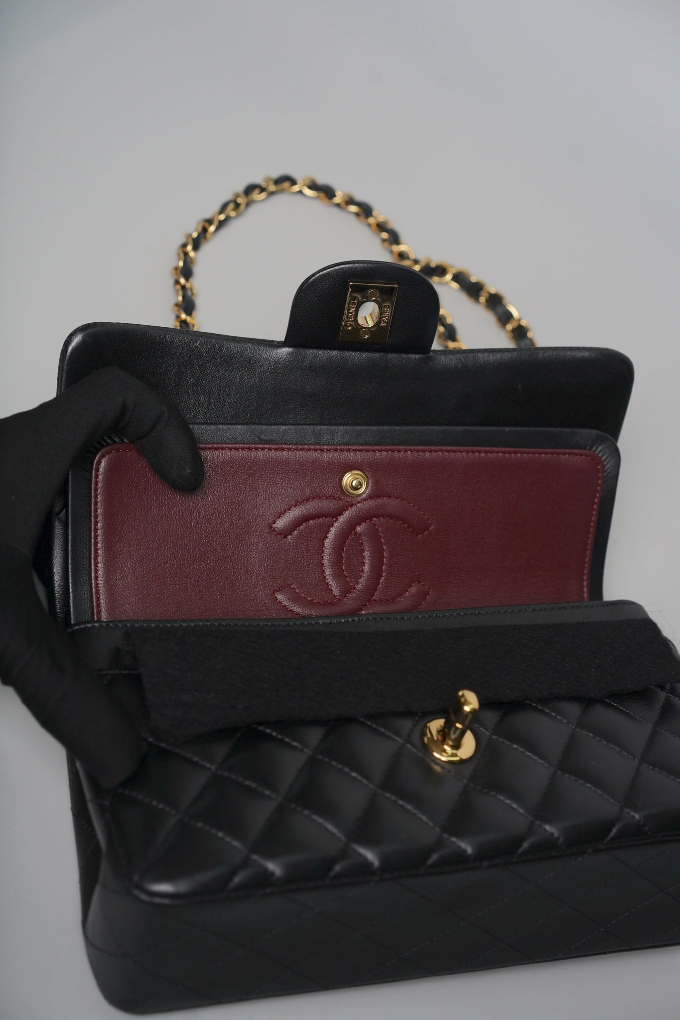 Chanel Small Classic Double Flap in Black Lambskin Ghw