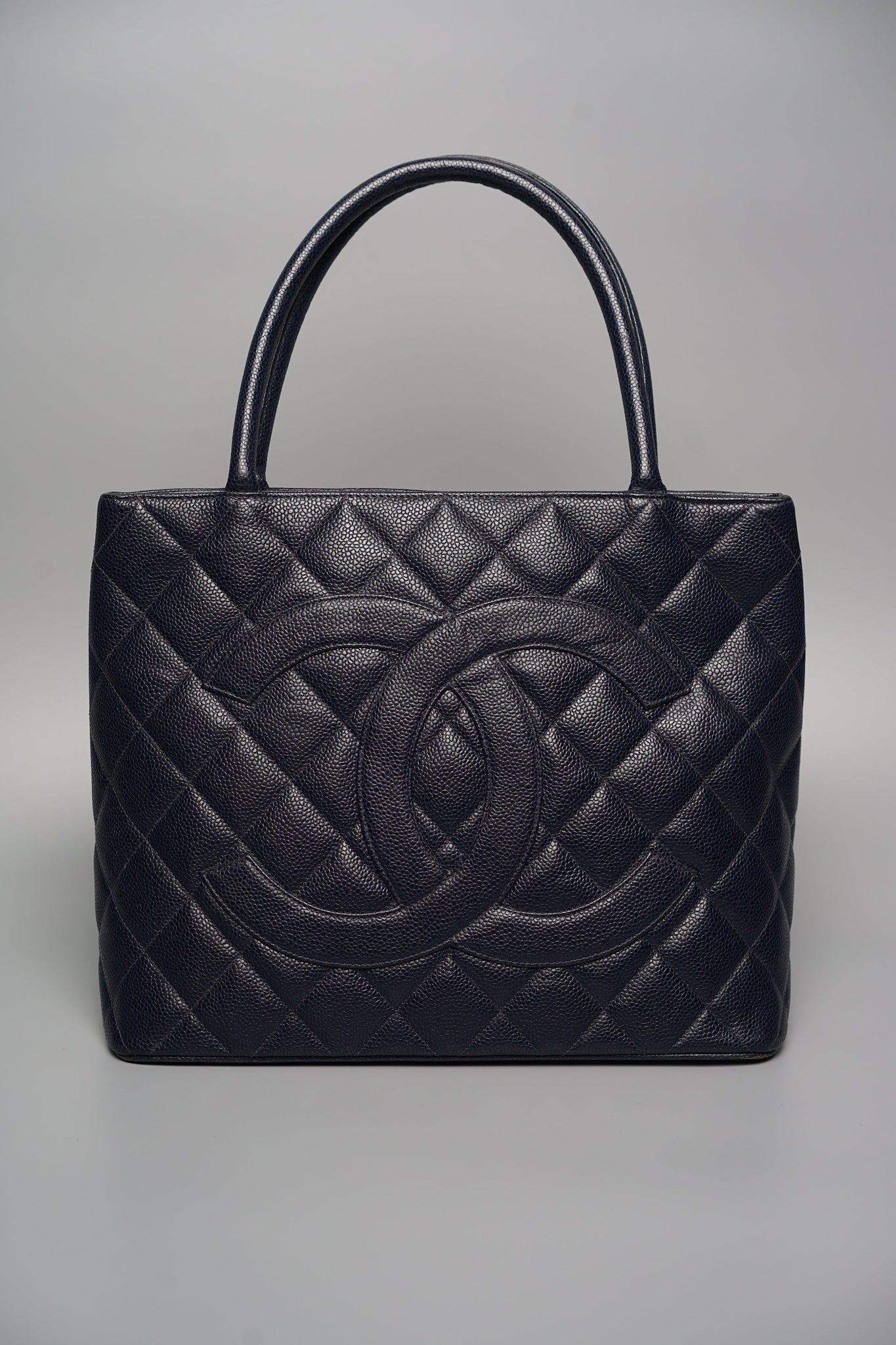 Chanel Quilted Cc Medallion Tote in Navy